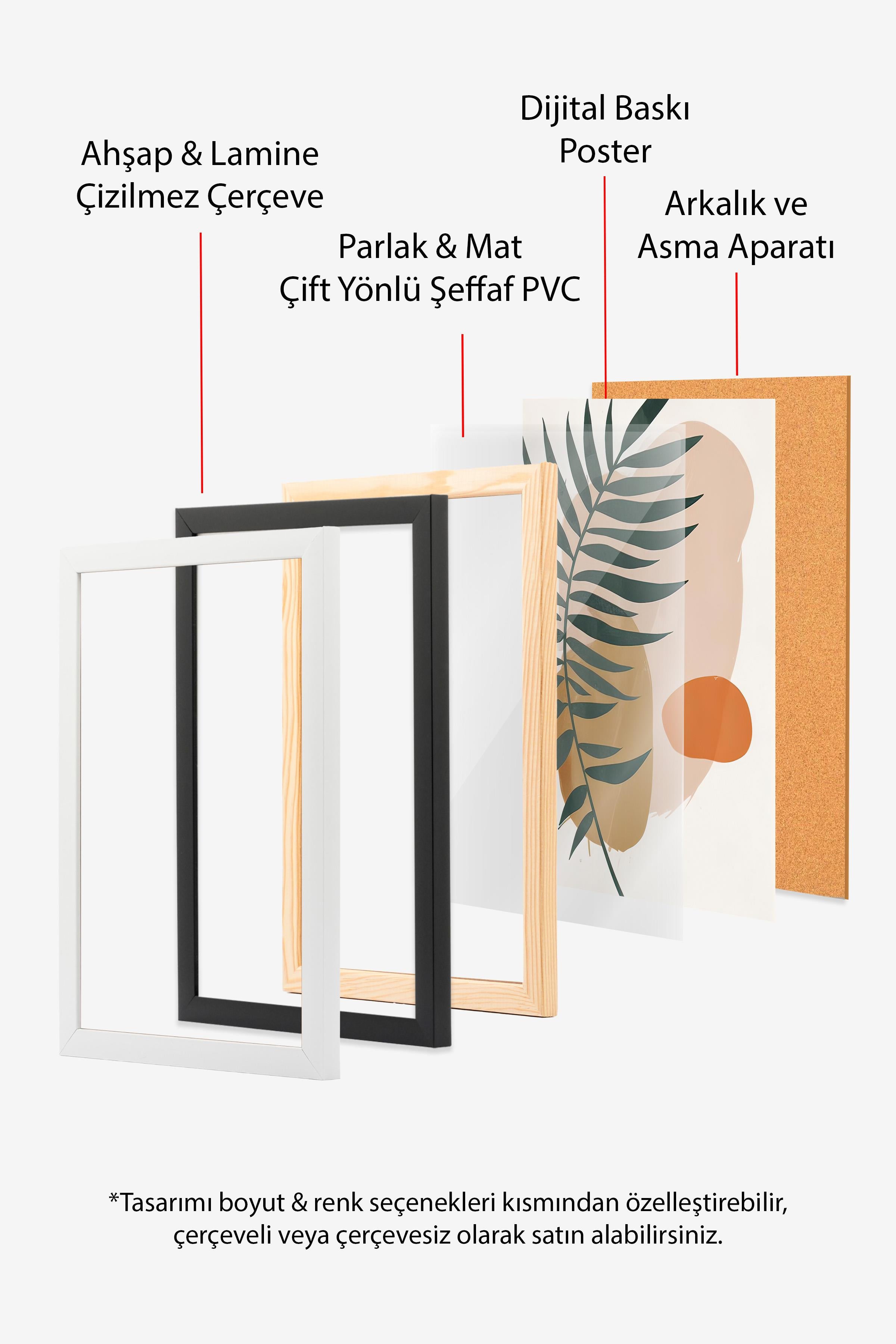 Abstract Branch Çerçeveli Tablo, Ahşap Çerçeve ve Poster, Duvar Tablosu Comfort Serisi NO:108329