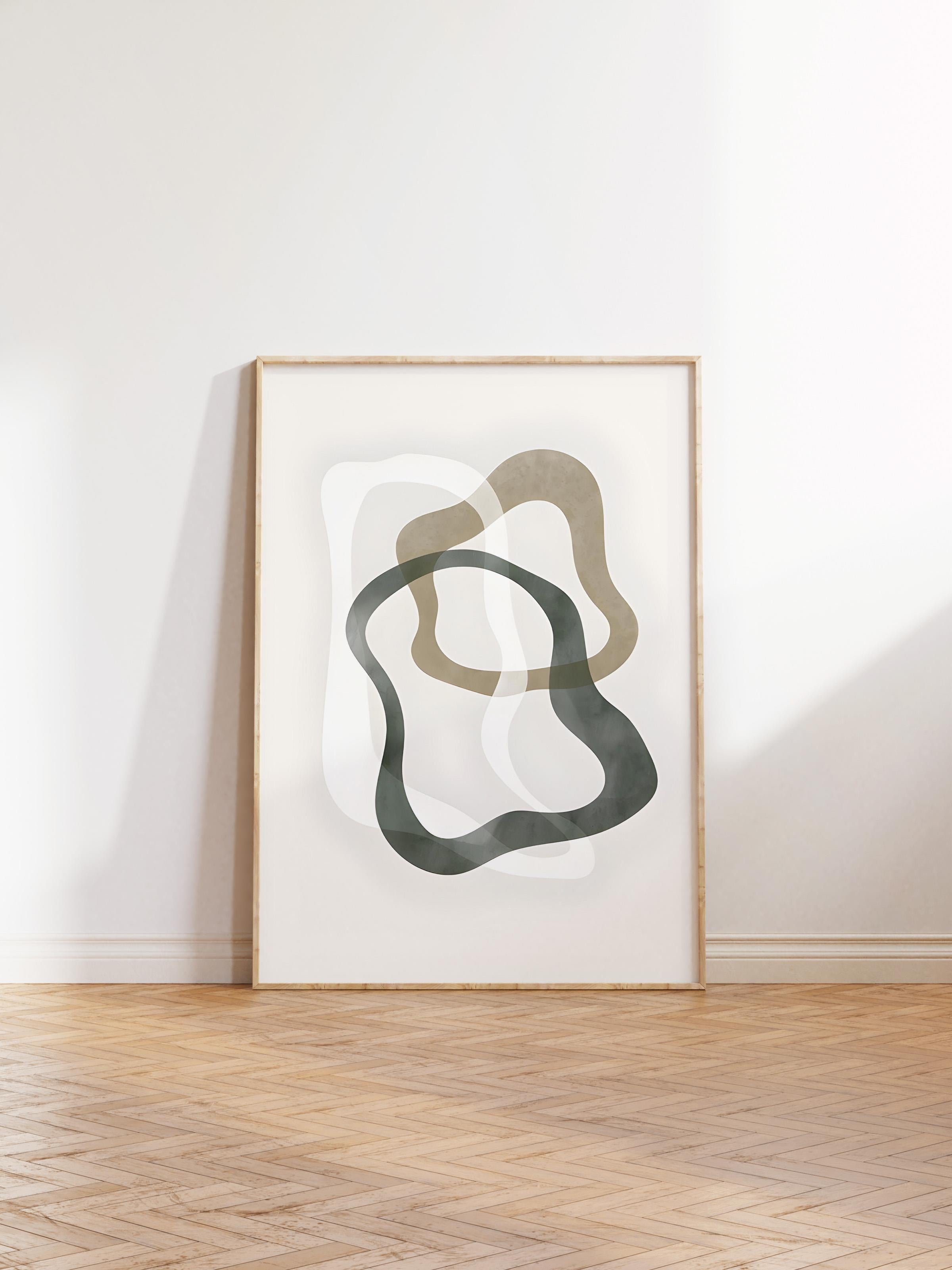 Ahşap Çerçeveli Tablo, Poster ve Çerçeve Seti, Abstract Green Shapes No2 Comfort Serisi NO:108591