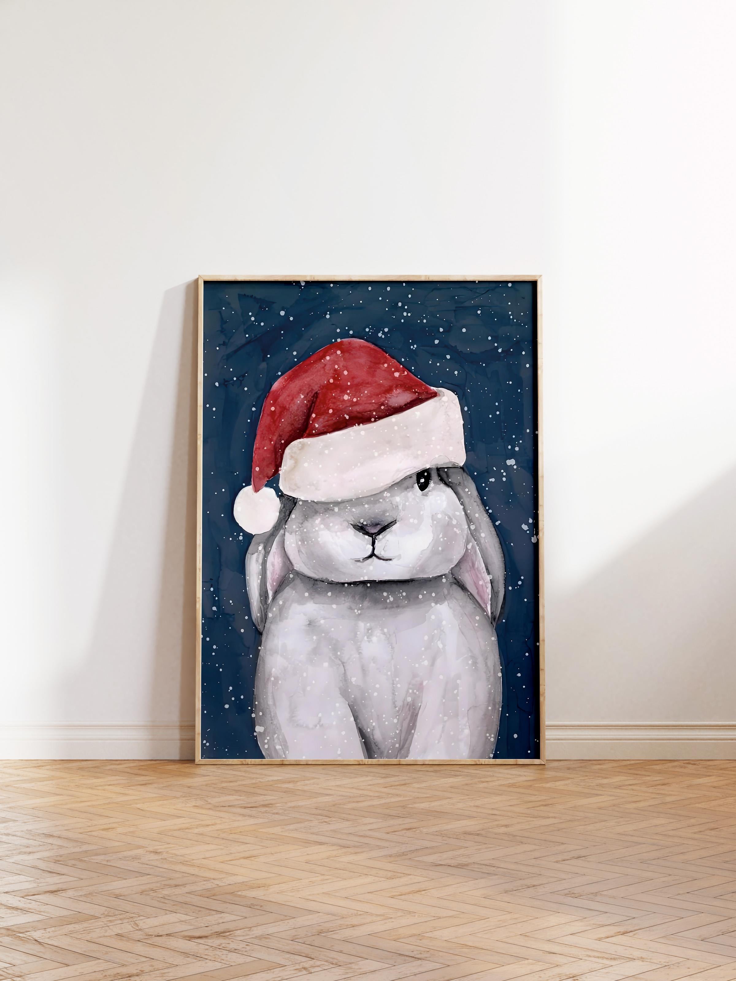 Ahşap Çerçeveli Tablo, Yılbaşı Poster, Yılbaşı Dekoru,Christmas Bunny Comfort Serisi NO:108661