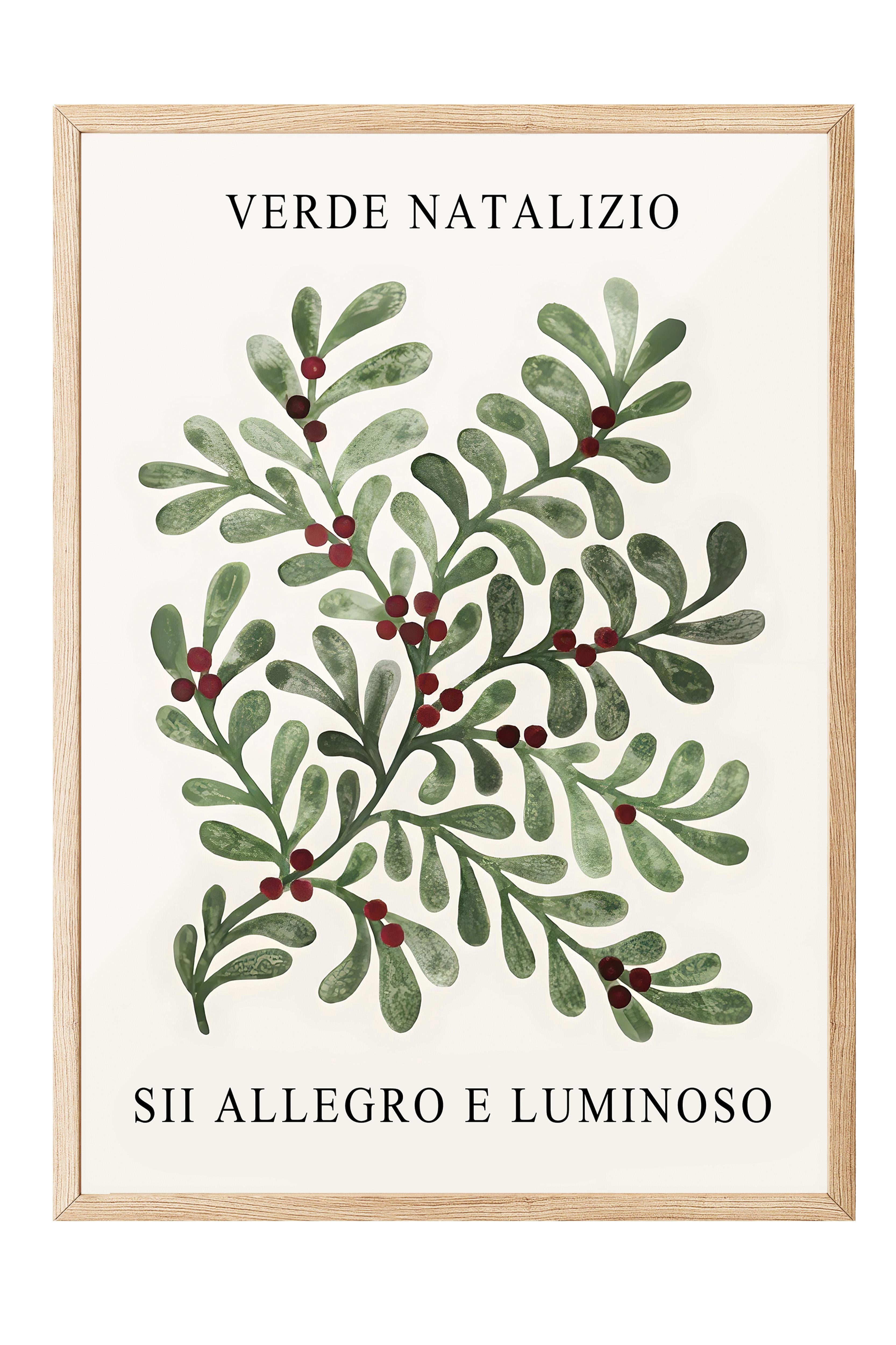 Ahşap Çerçeveli Tablo, Yılbaşı Poster, Yılbaşı Dekoru,Christmas Greenery Comfort Serisi NO:108671