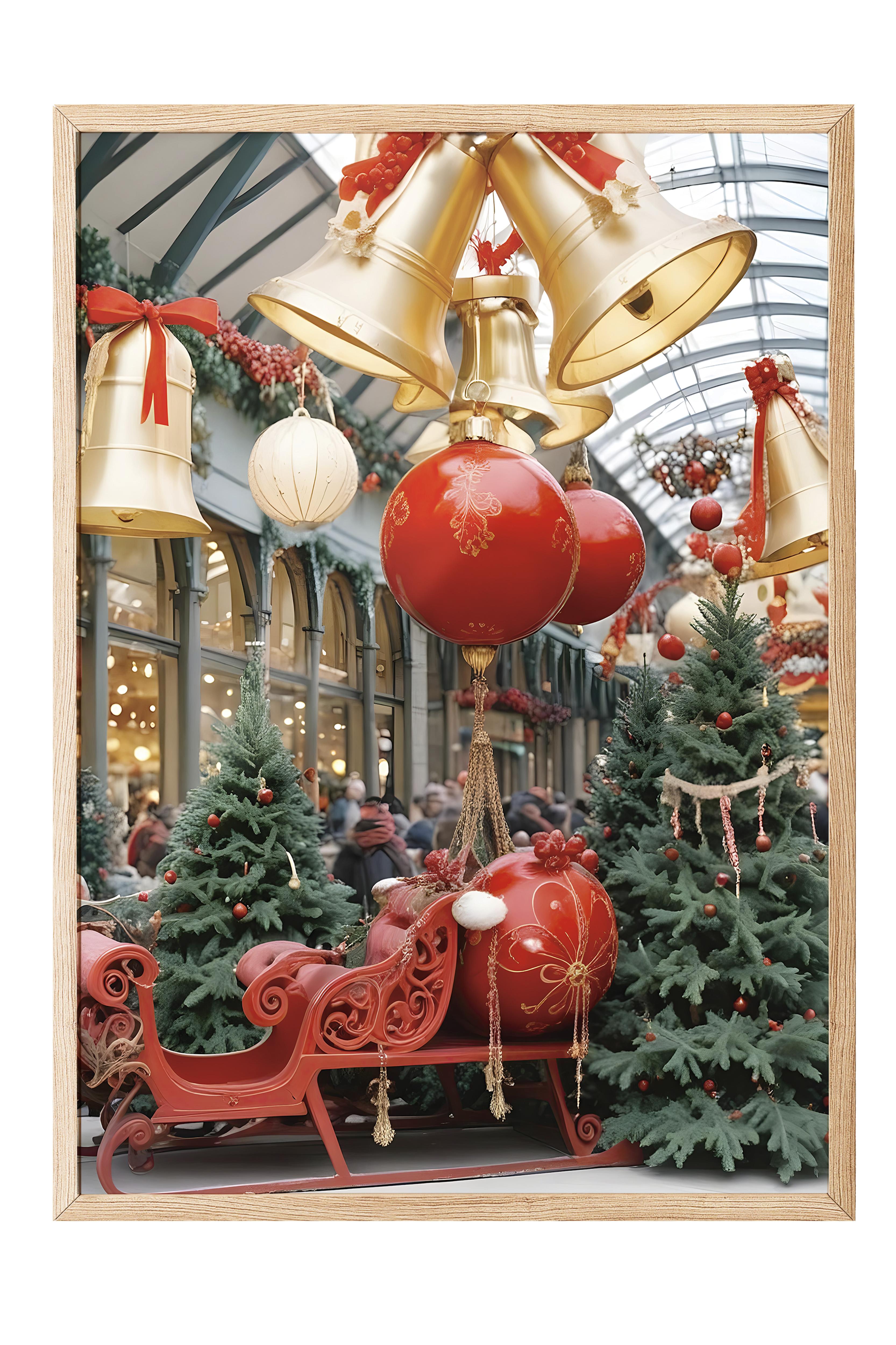 Ahşap Çerçeveli Tablo, Yılbaşı Poster, Yılbaşı Dekoru,Christmas Station Comfort Serisi NO:108634