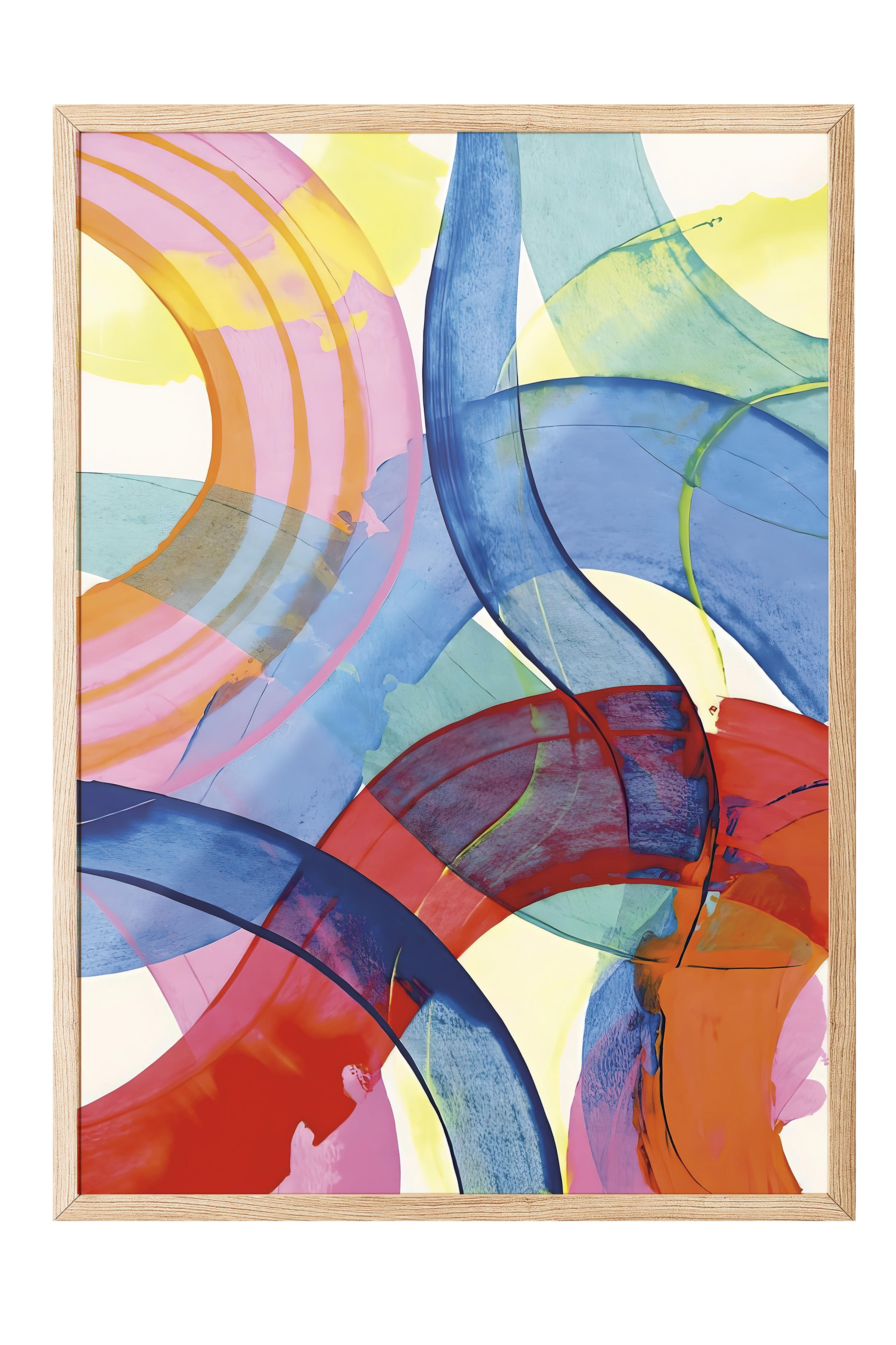 Ahşap Çerçeveli Tablo, Poster ve Çerçeve Seti, Colorful Paint Strokes Comfort Serisi NO:108617