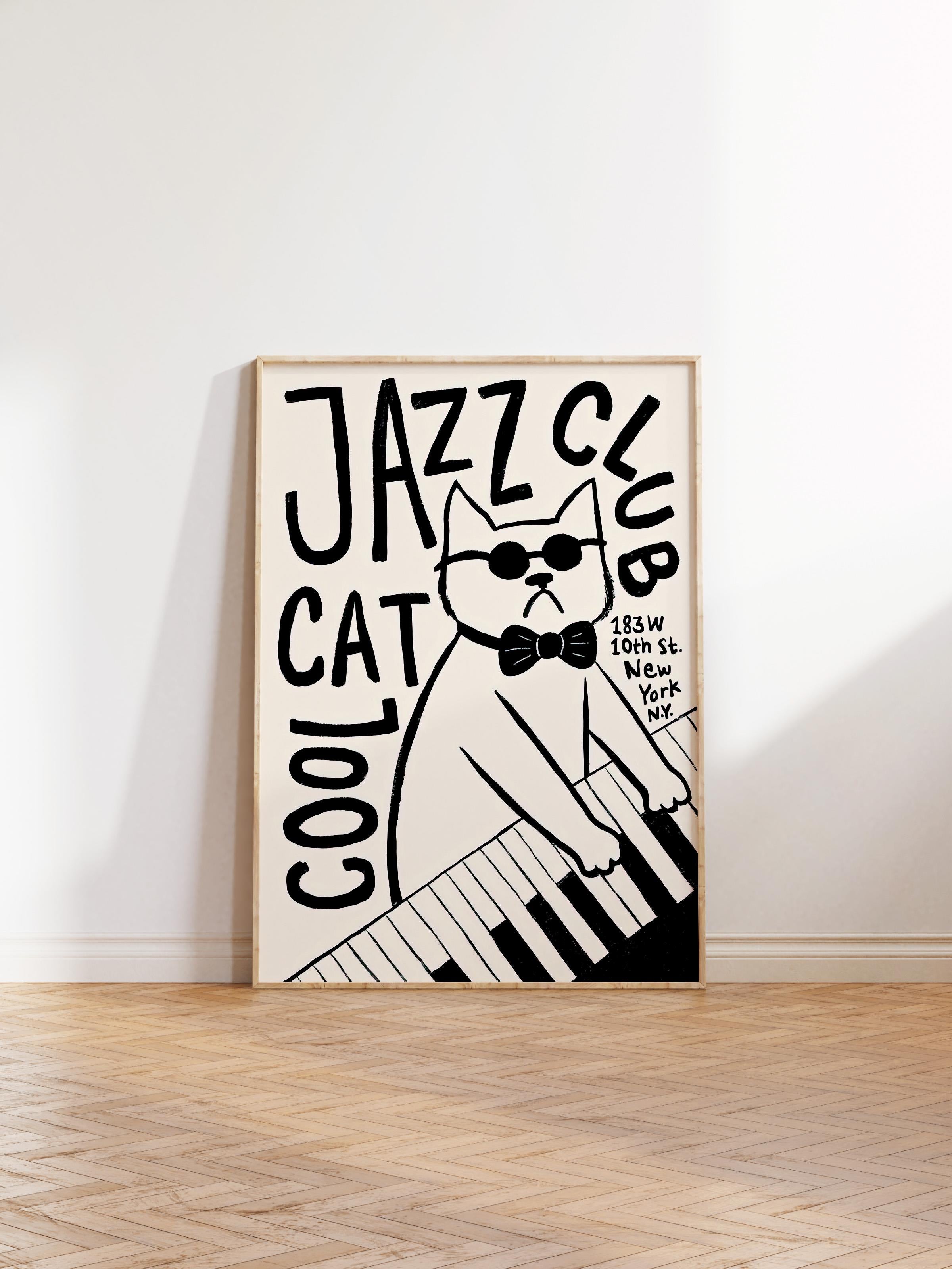 Ahşap Çerçeveli Tablo, Poster ve Çerçeve Seti, Cool Cat Jazz Club Comfort Serisi NO:108688