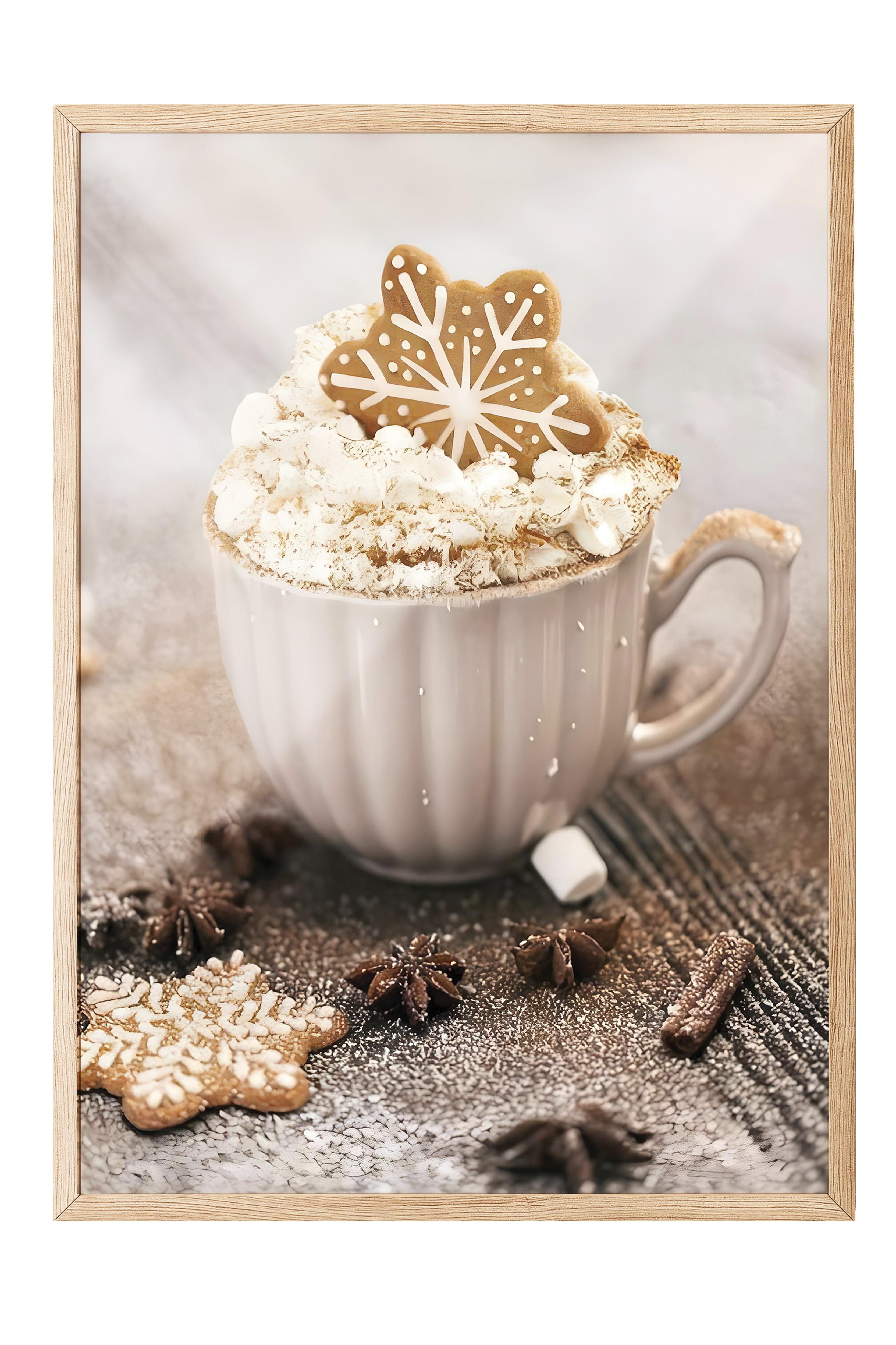 Ahşap Çerçeveli Tablo, Yılbaşı Poster, Yılbaşı Dekoru,Creamy Hot Cocoa Comfort Serisi NO:108631