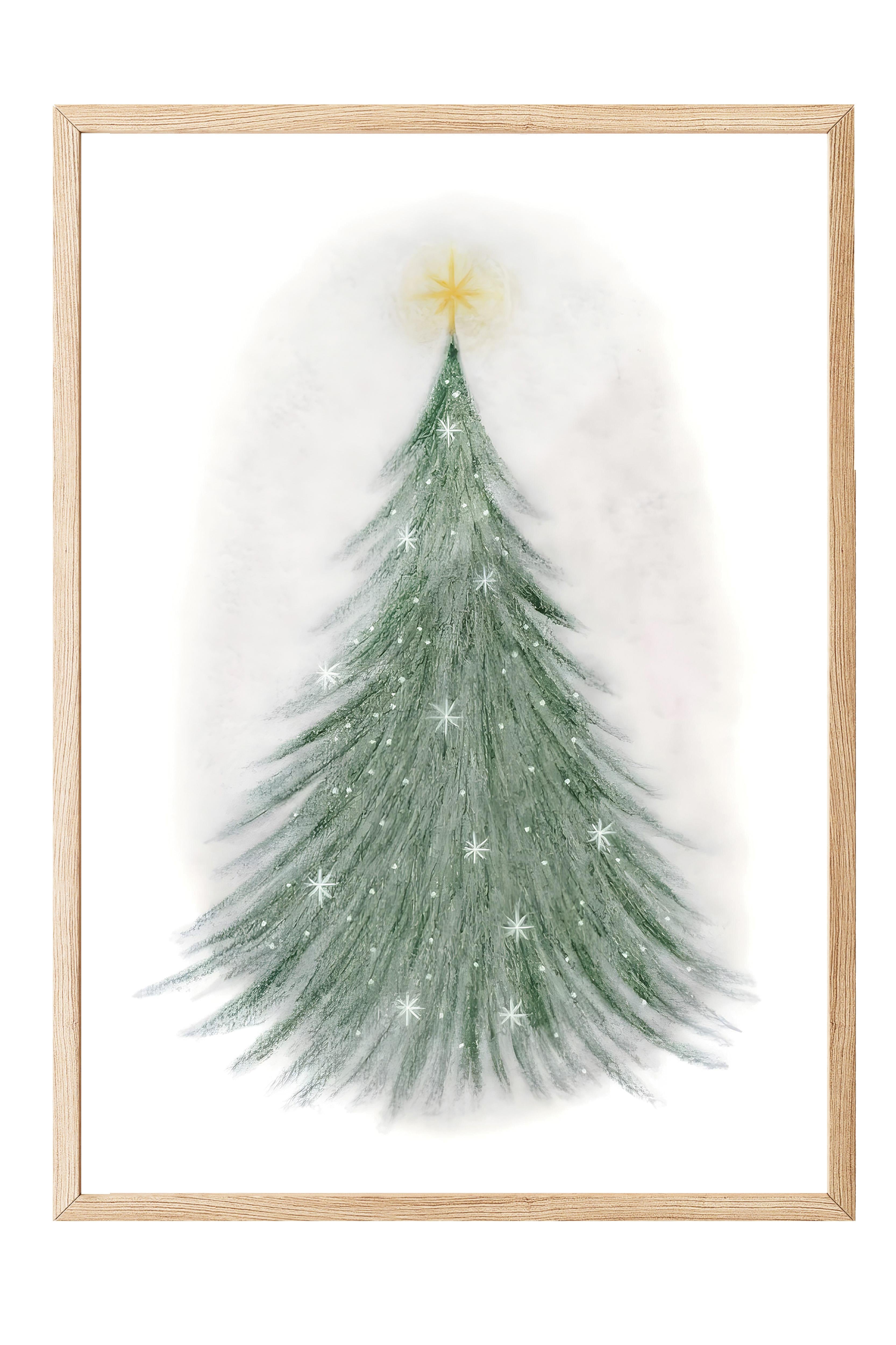 Ahşap Çerçeveli Tablo, Çerçeveli Yılbaşı Poster, Sparkling Christmas Tree Comfort Serisi NO:108624