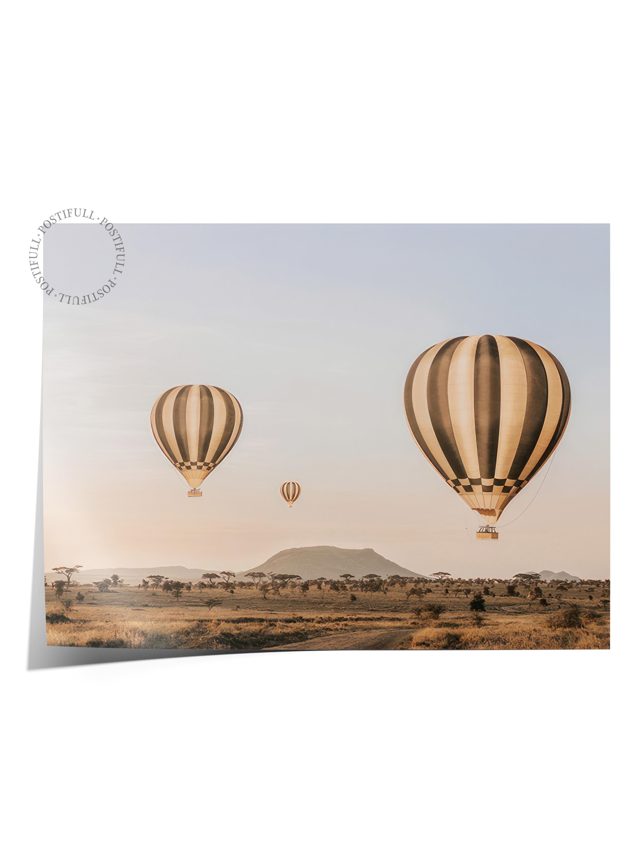 Air Balloons Over Serengeti Poster, Yatay Duvar Tablosu Comfort Serisi NO:108466