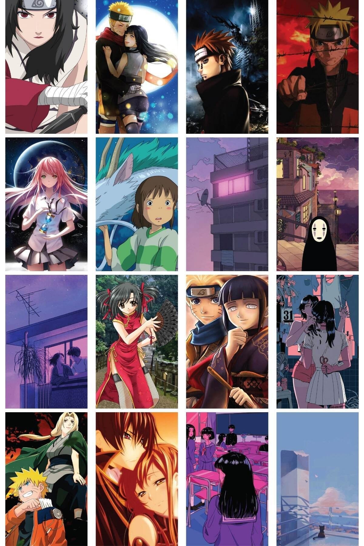 Anime Duvar Poster Seti - Arkası Yapışkanlı Manga Poster Kolaj Seti - 40 Adet - 10cm*15cm