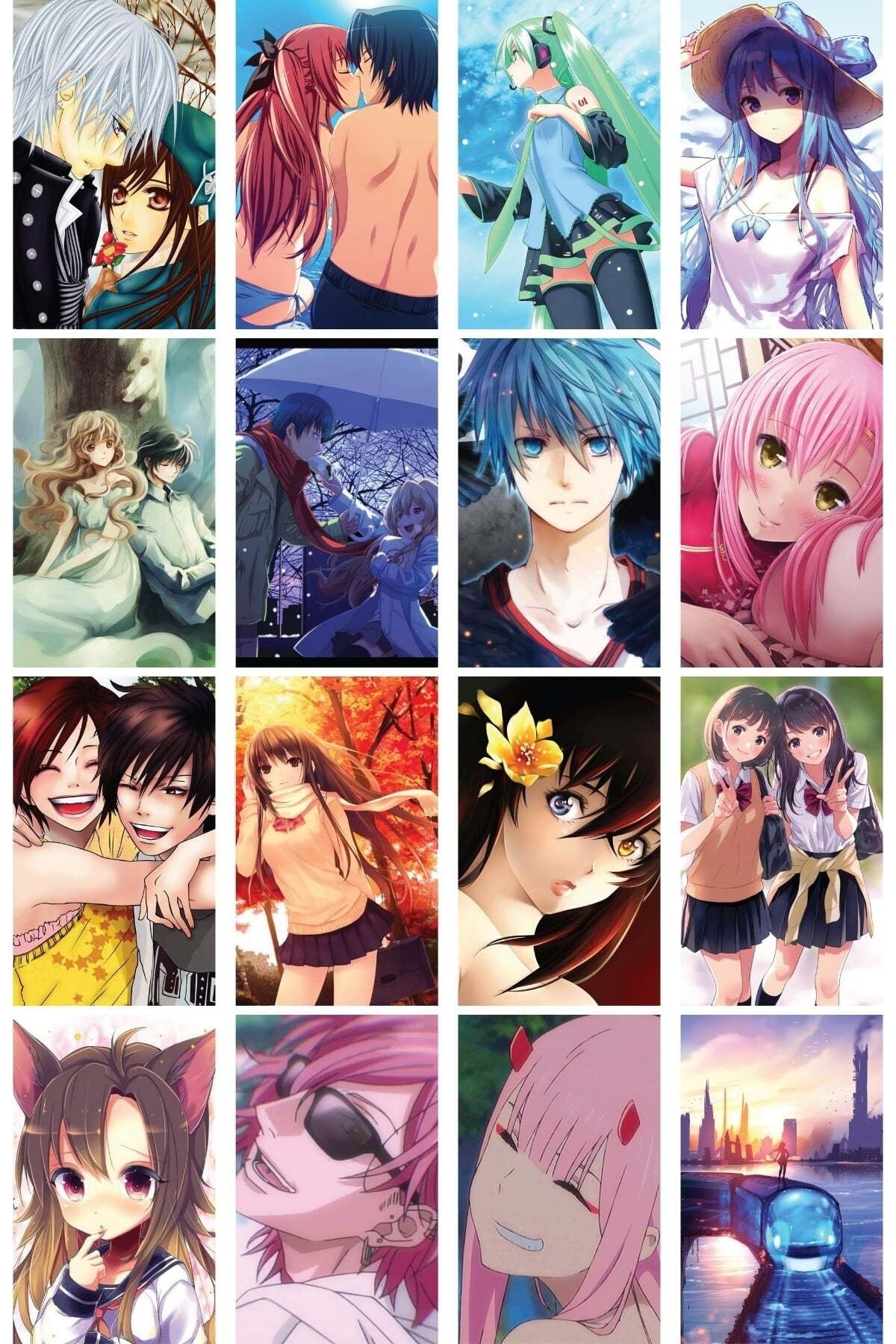 Anime Duvar Poster Seti - Arkası Yapışkanlı Manga Poster Kolaj Seti - 40 Adet - 10cm*15cm