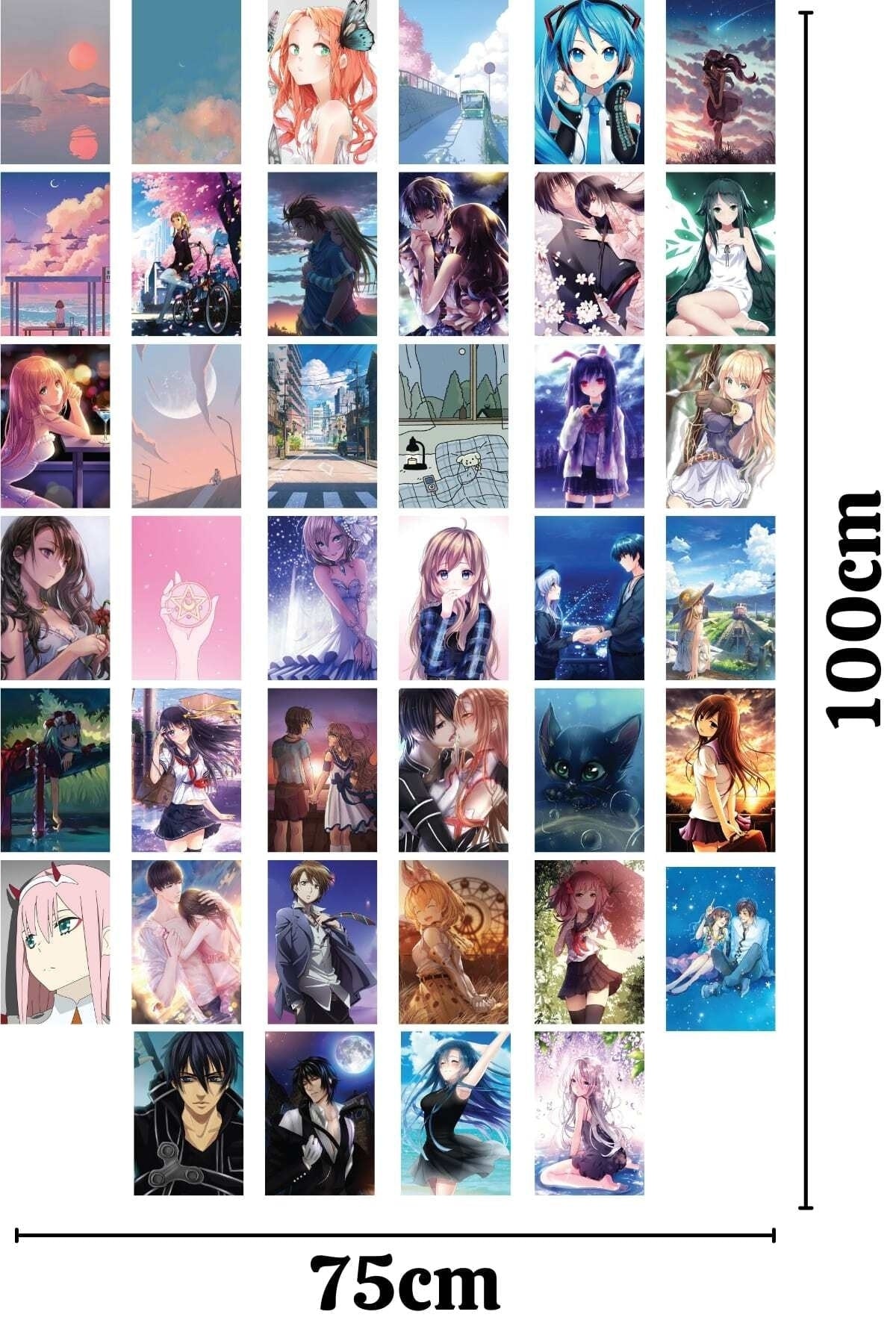 Anime Duvar Poster Seti - Arkası Yapışkanlı Manga Poster Kolaj Seti - 40 Adet - 10cm*15cm