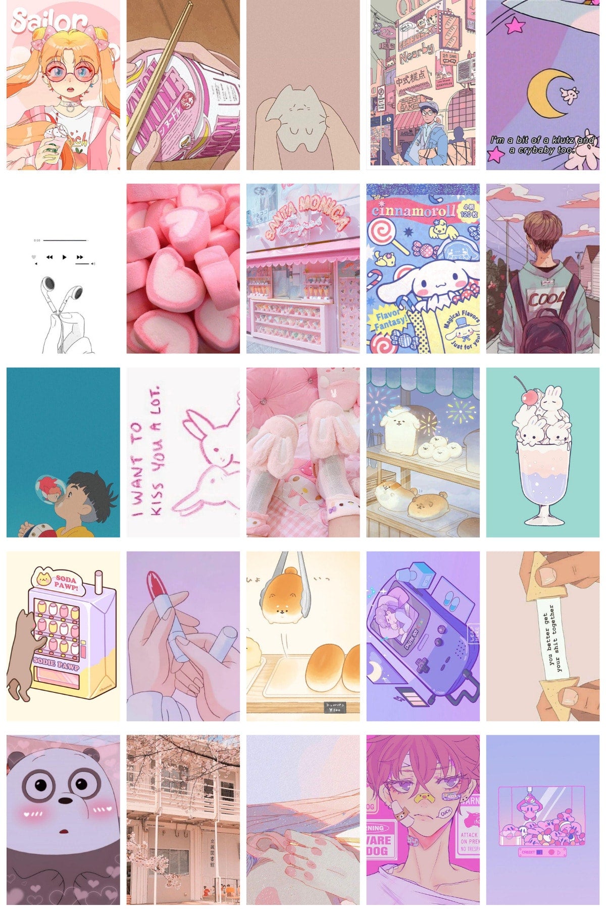Anime Duvar Posteri Kolaj Set - 110 Adet - Arkası Yapışkanlı Anime Poster Seti - 10cm*15cm - Kutulu