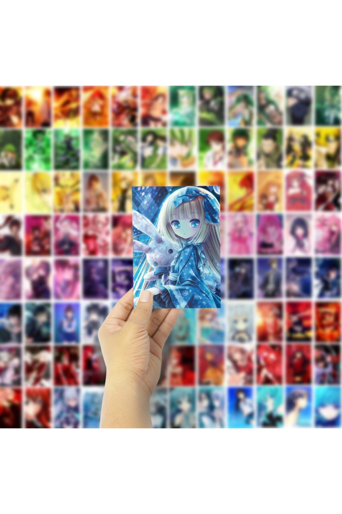 Anime Duvar Posteri Seti - Arkası Yapışkanlı Anime Kolaj Seti - 125 Adet - 10cm*15cm - Kutulu Set