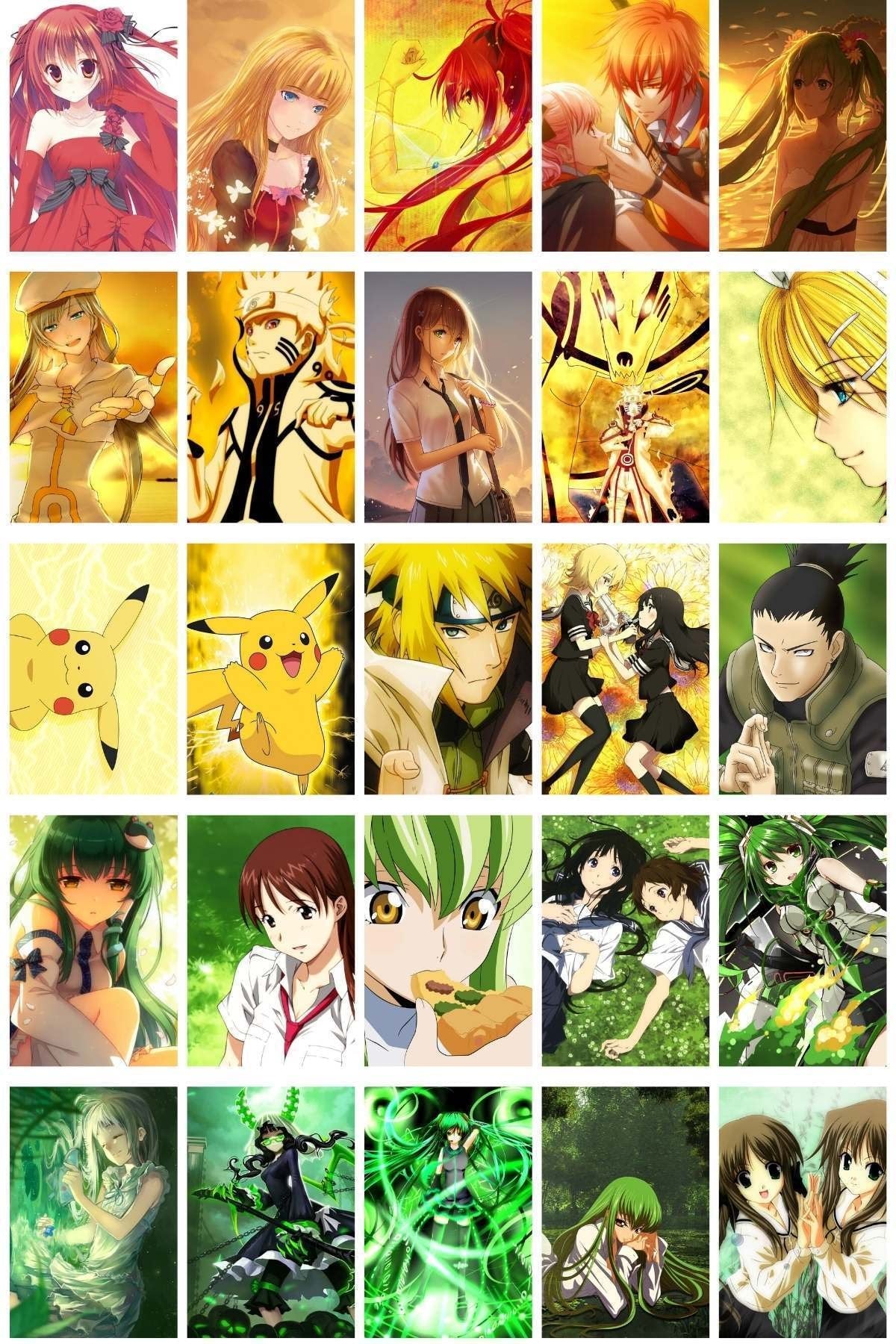 Anime Duvar Posteri Seti - Arkası Yapışkanlı Anime Kolaj Seti - 125 Adet - 10cm*15cm - Kutulu Set