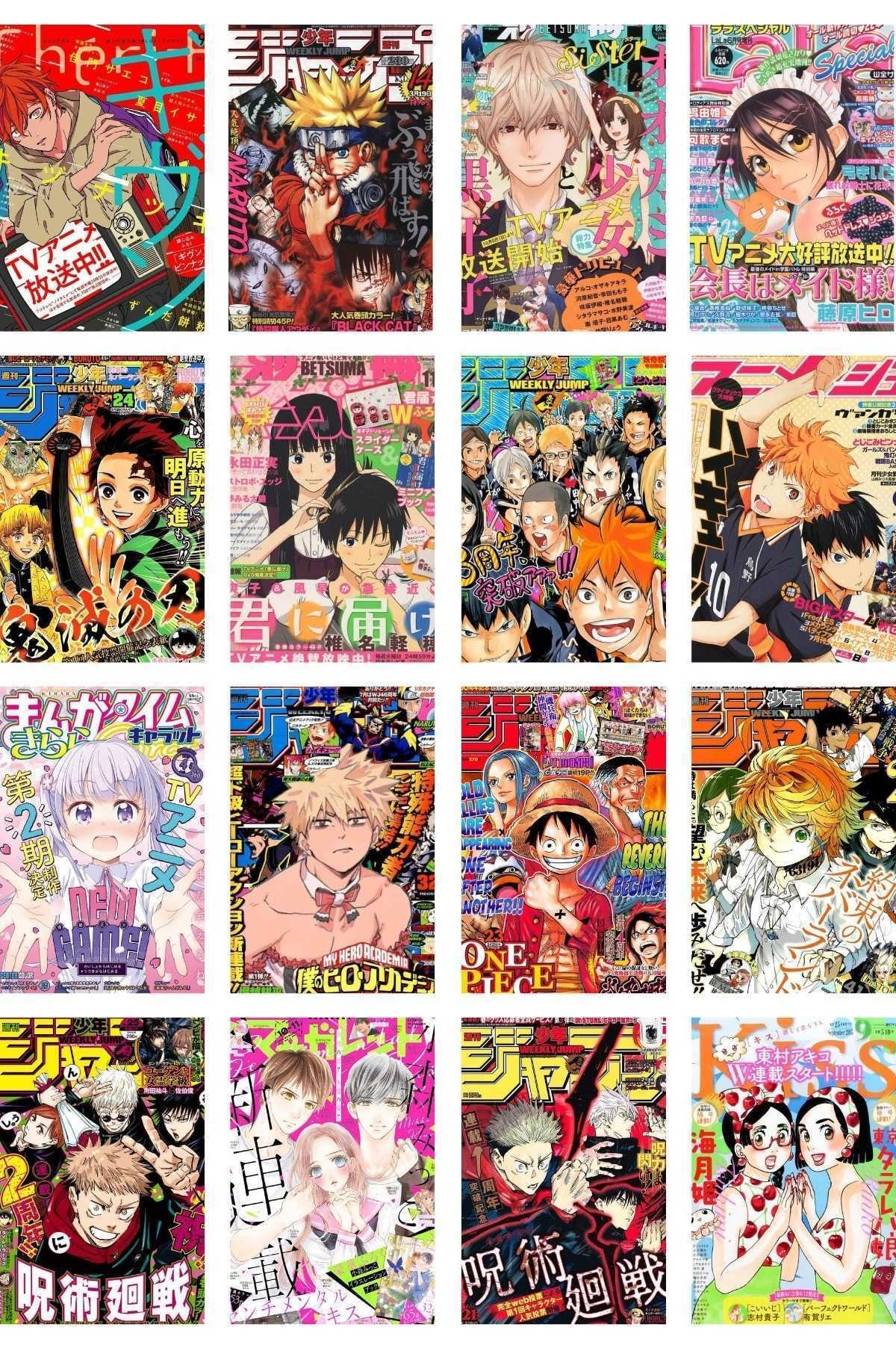 Anime Poster, 84 Adet, Anime Poster Kolaj Seti, Arkası Yapışkanlı, Anime Oda Dekoru, Kutulu Set