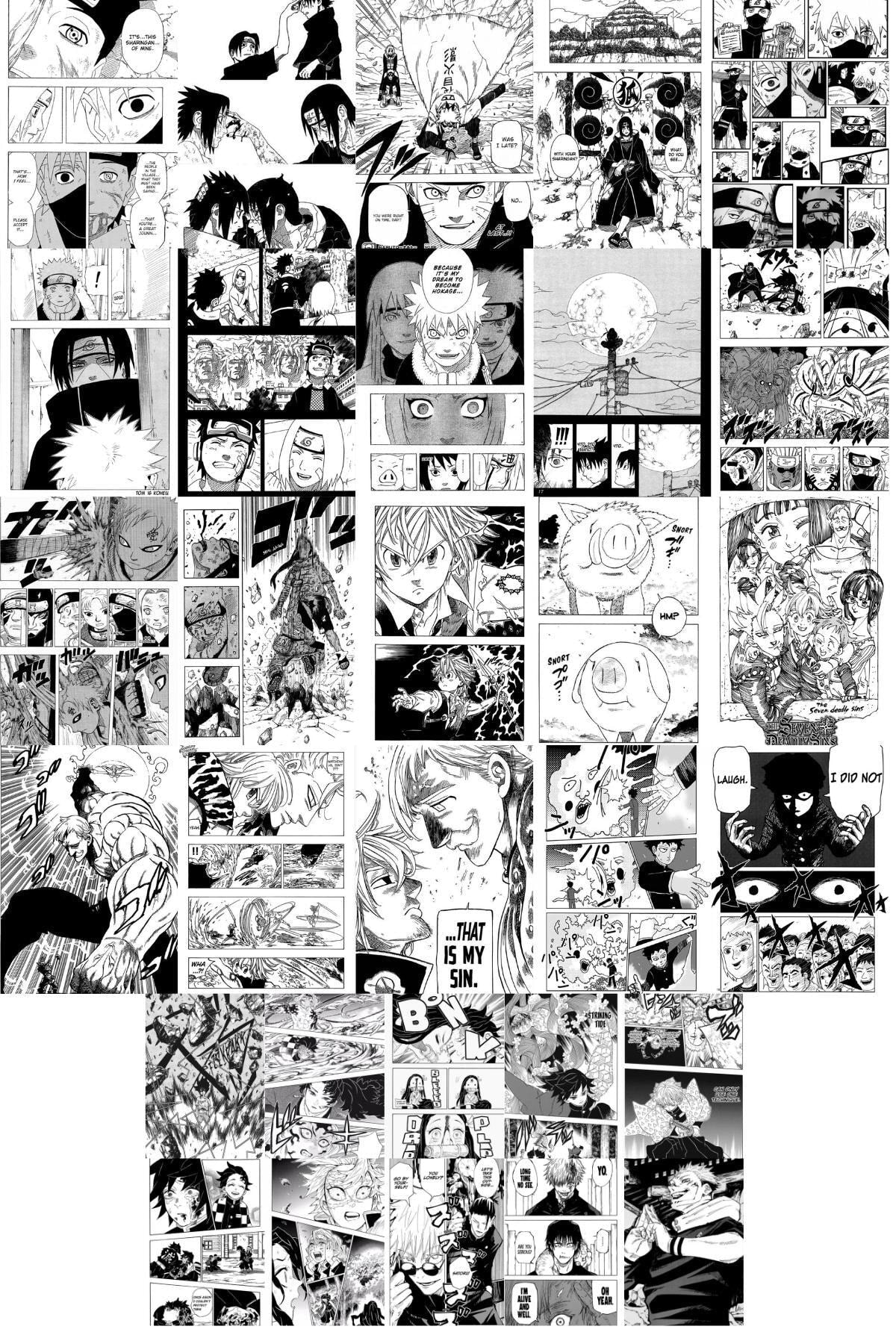 Anime Poster Seti, Arkası Yapışkanlı 80 Adet Manga Poster Kolaj Seti, Anime Hediyelik, Kutulu Set