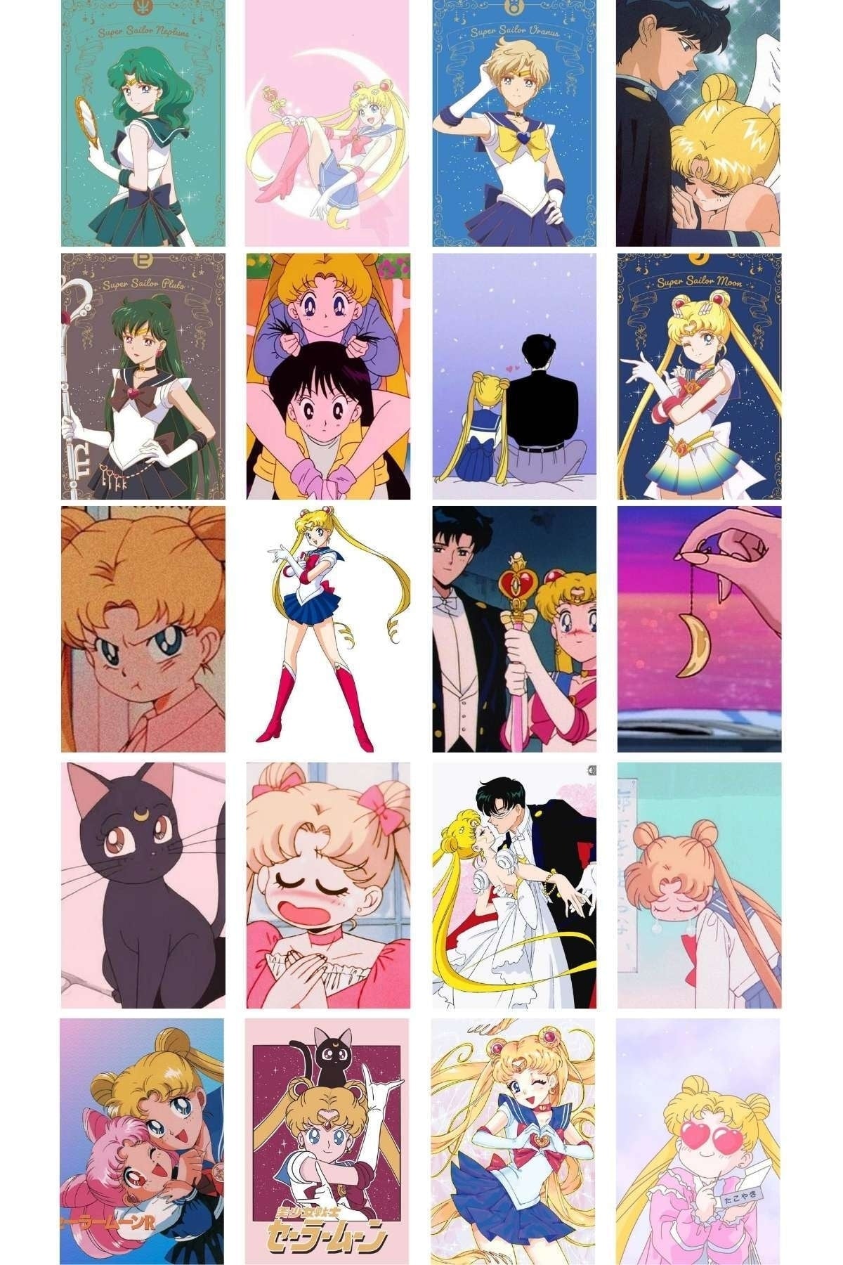 Anime Poster Seti - "sailor Moon" Kolaj Seti - 84 Adet - Arkası Yapışkanlı - 10cm*15cm- Kutulu Set