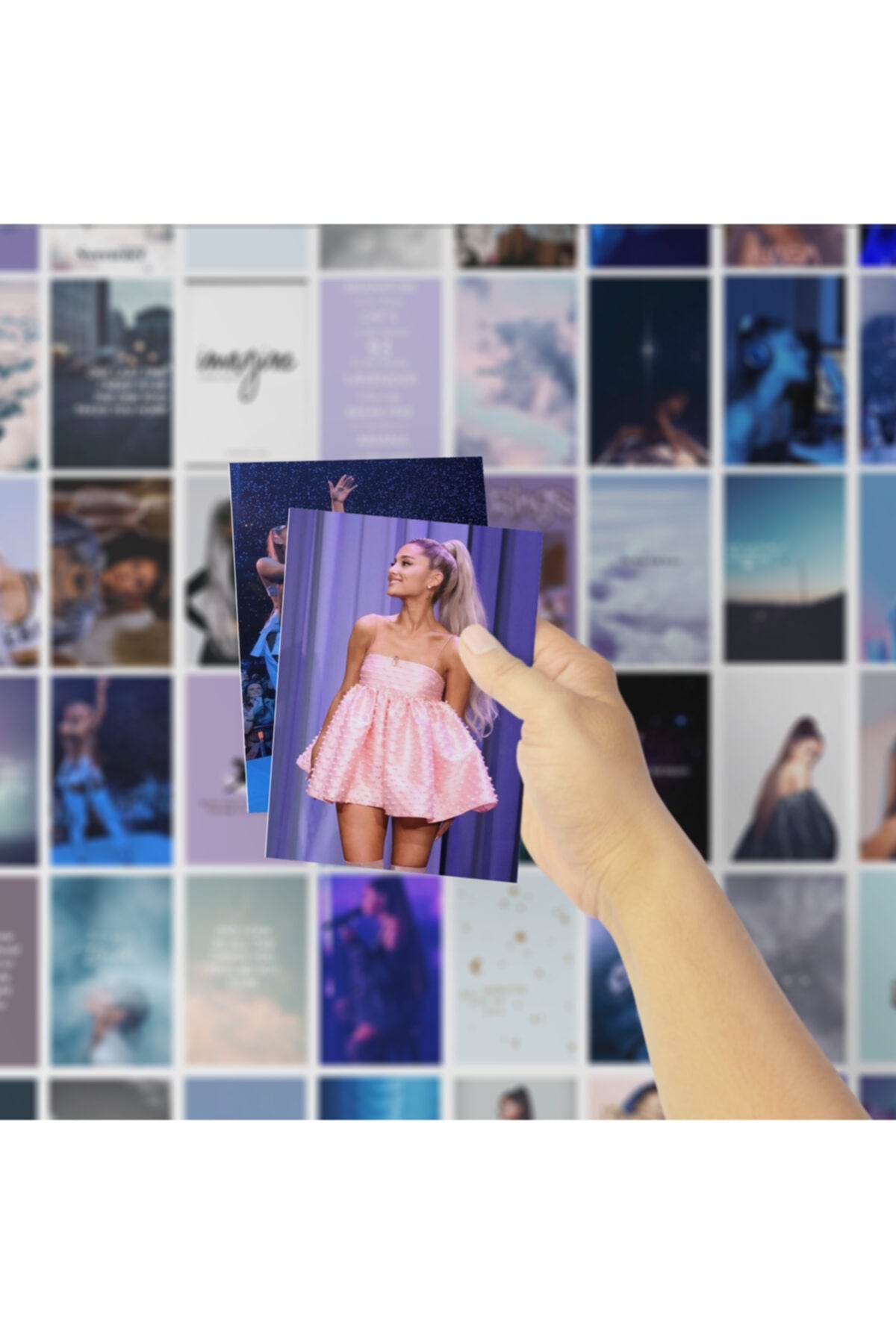 Ariana Grande Poster Seti - Arkası Yapışkanlı Poster Kolaj Seti - 60 Adet - 10cm*15cm