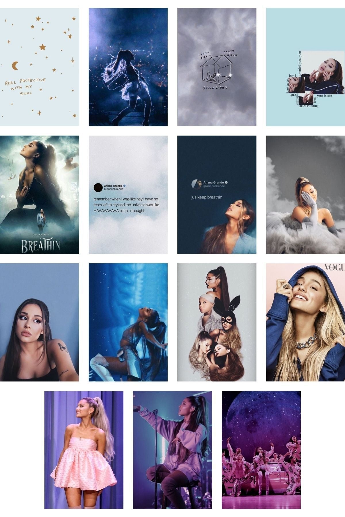 Ariana Grande Poster Seti - Arkası Yapışkanlı Poster Kolaj Seti - 60 Adet - 10cm*15cm