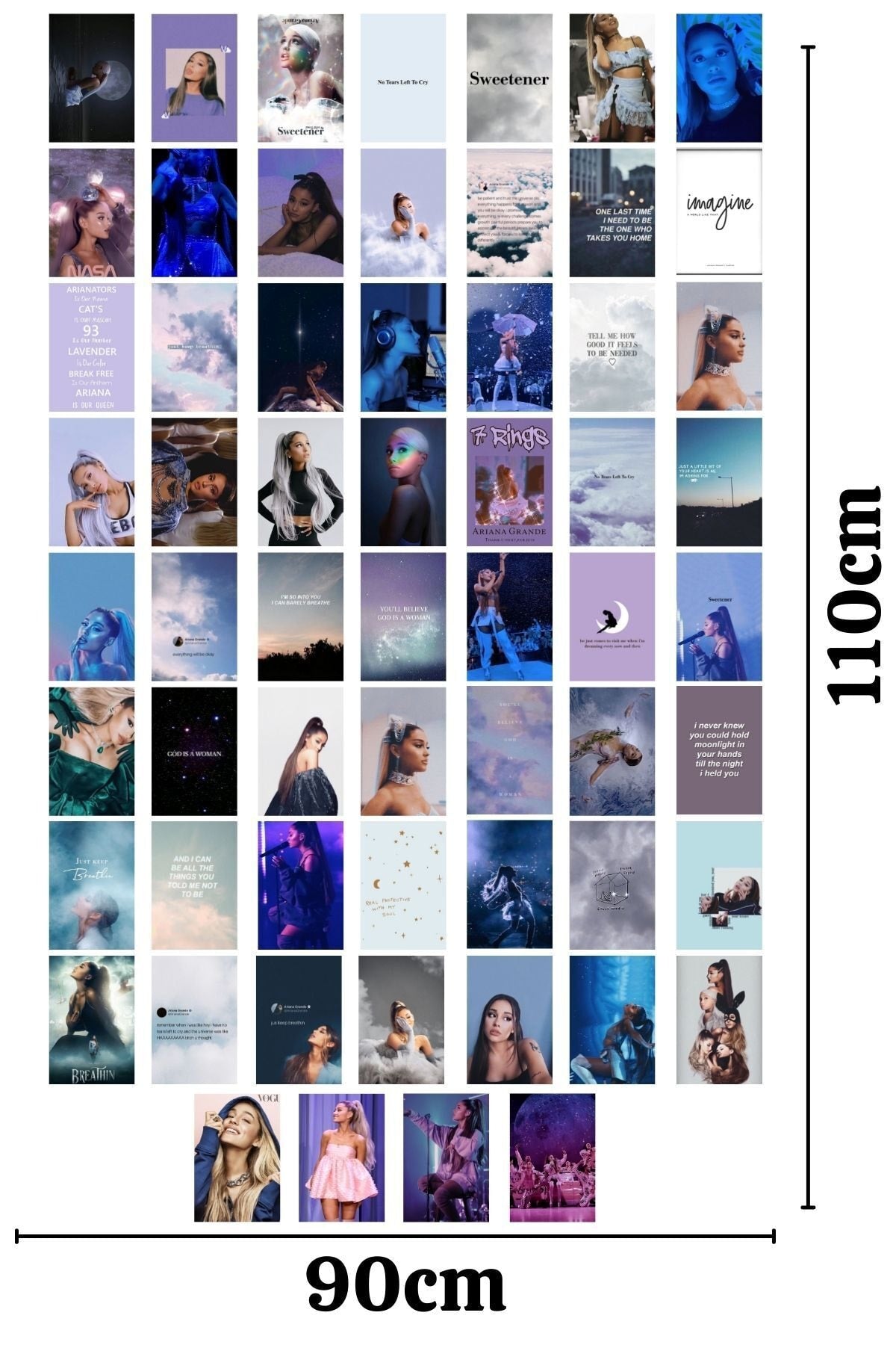 Ariana Grande Poster Seti - Arkası Yapışkanlı Poster Kolaj Seti - 60 Adet - 10cm*15cm