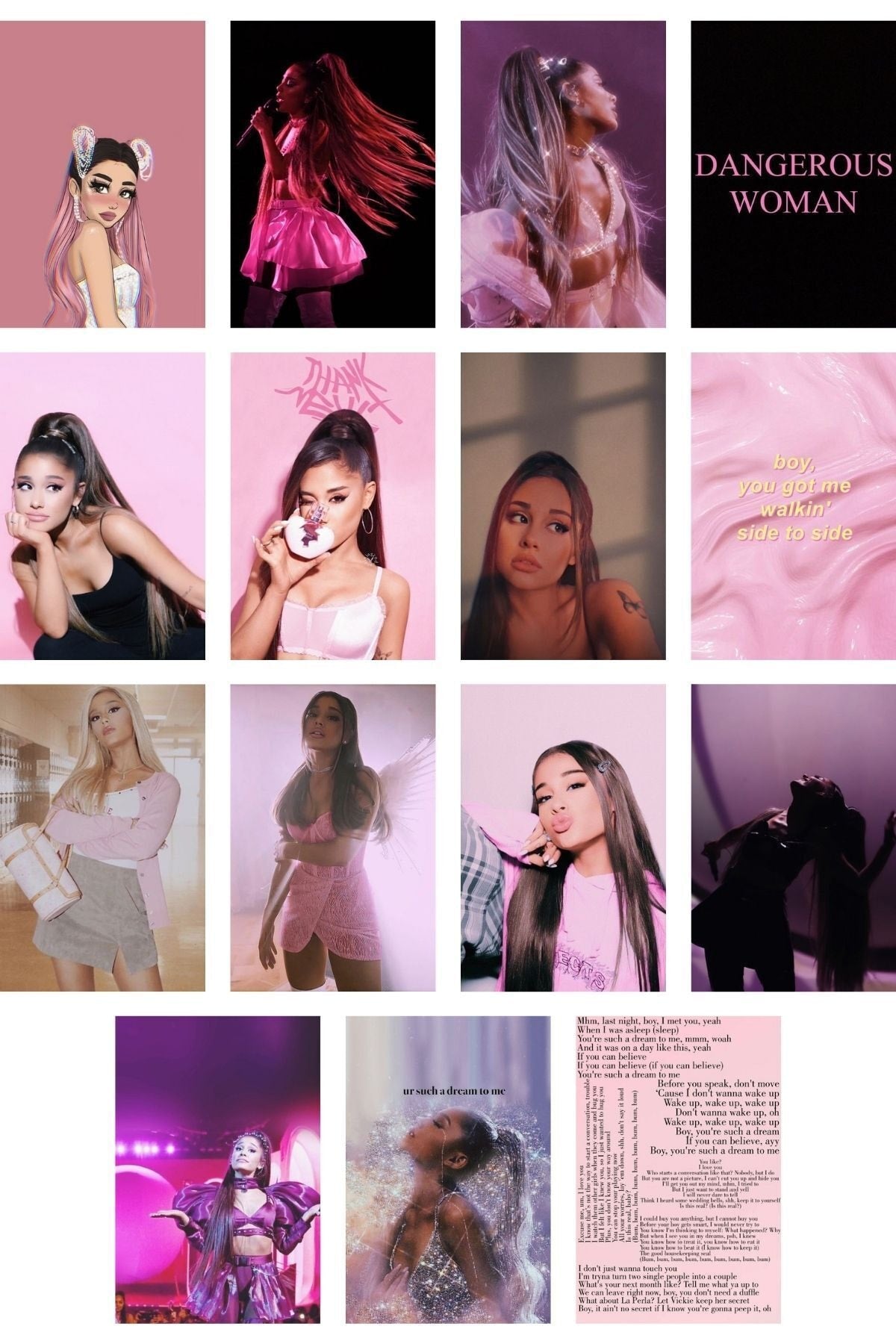 Ariana Grande Poster Seti, Arkası Yapışkanlı Poster Kolaj Seti - 60 Adet - 10cm*15cm - Kalın Kağıt