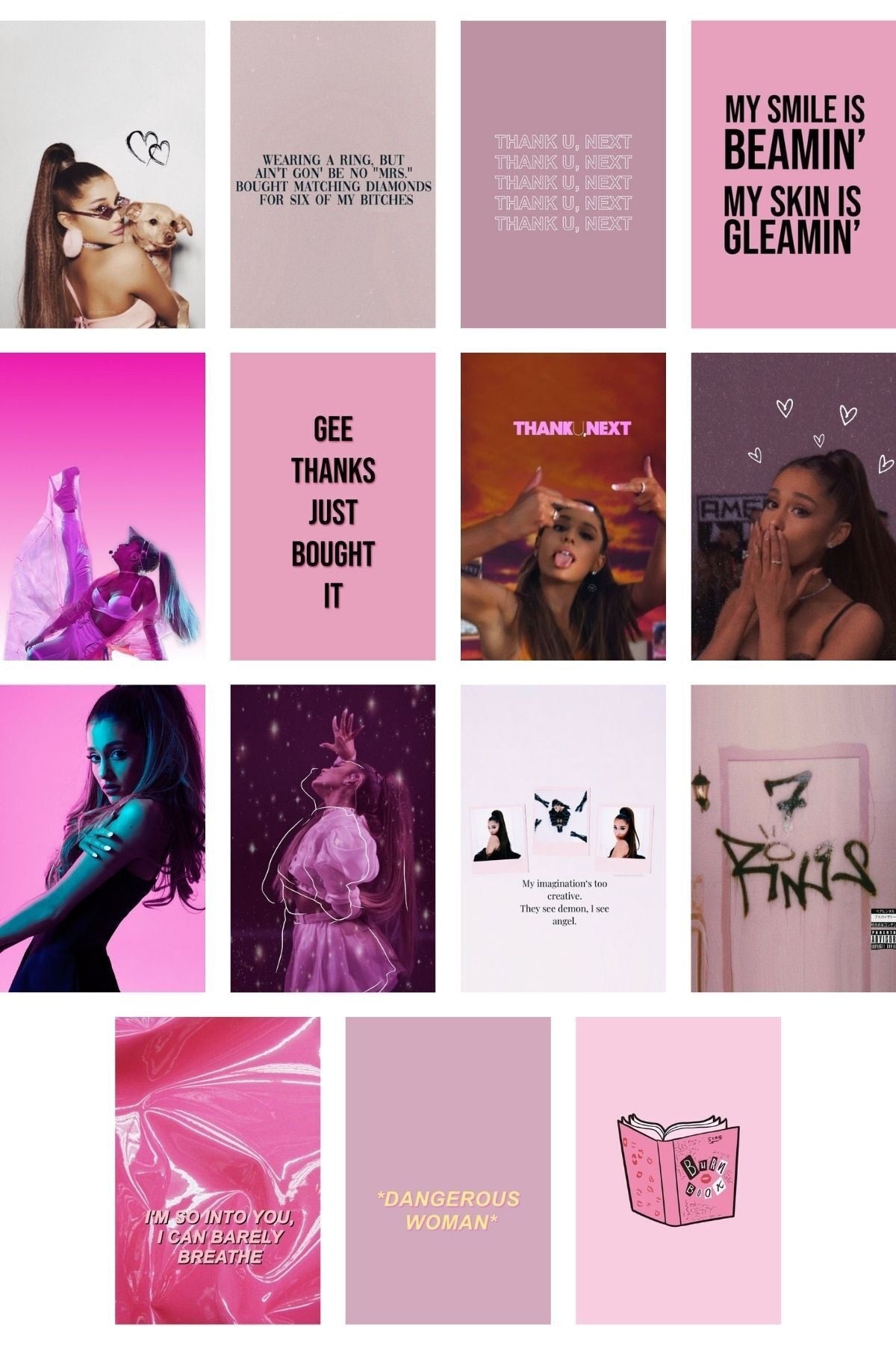 Ariana Grande Poster Seti, Arkası Yapışkanlı Poster Kolaj Seti - 60 Adet - 10cm*15cm - Kalın Kağıt