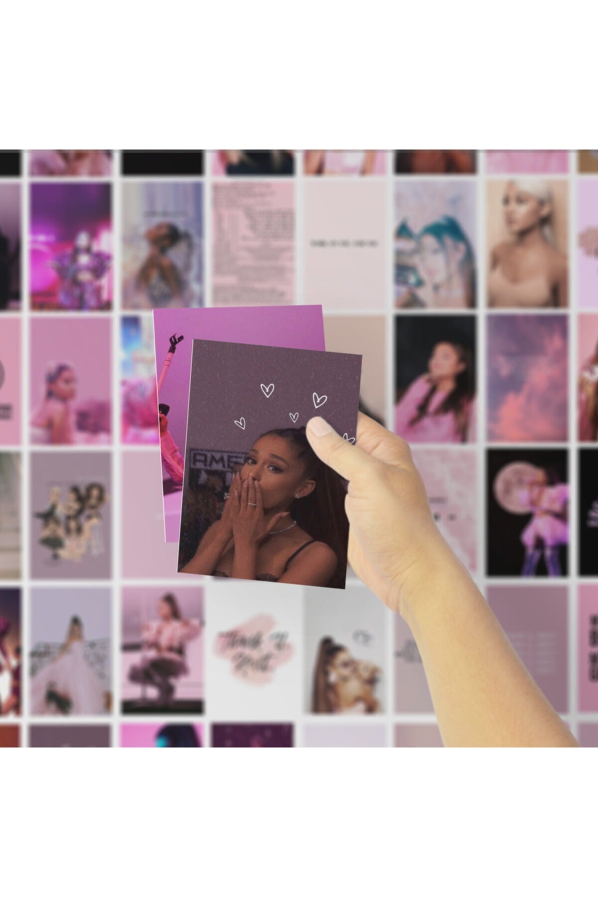 Ariana Grande Poster Seti, Arkası Yapışkanlı Poster Kolaj Seti - 60 Adet - 10cm*15cm - Kalın Kağıt