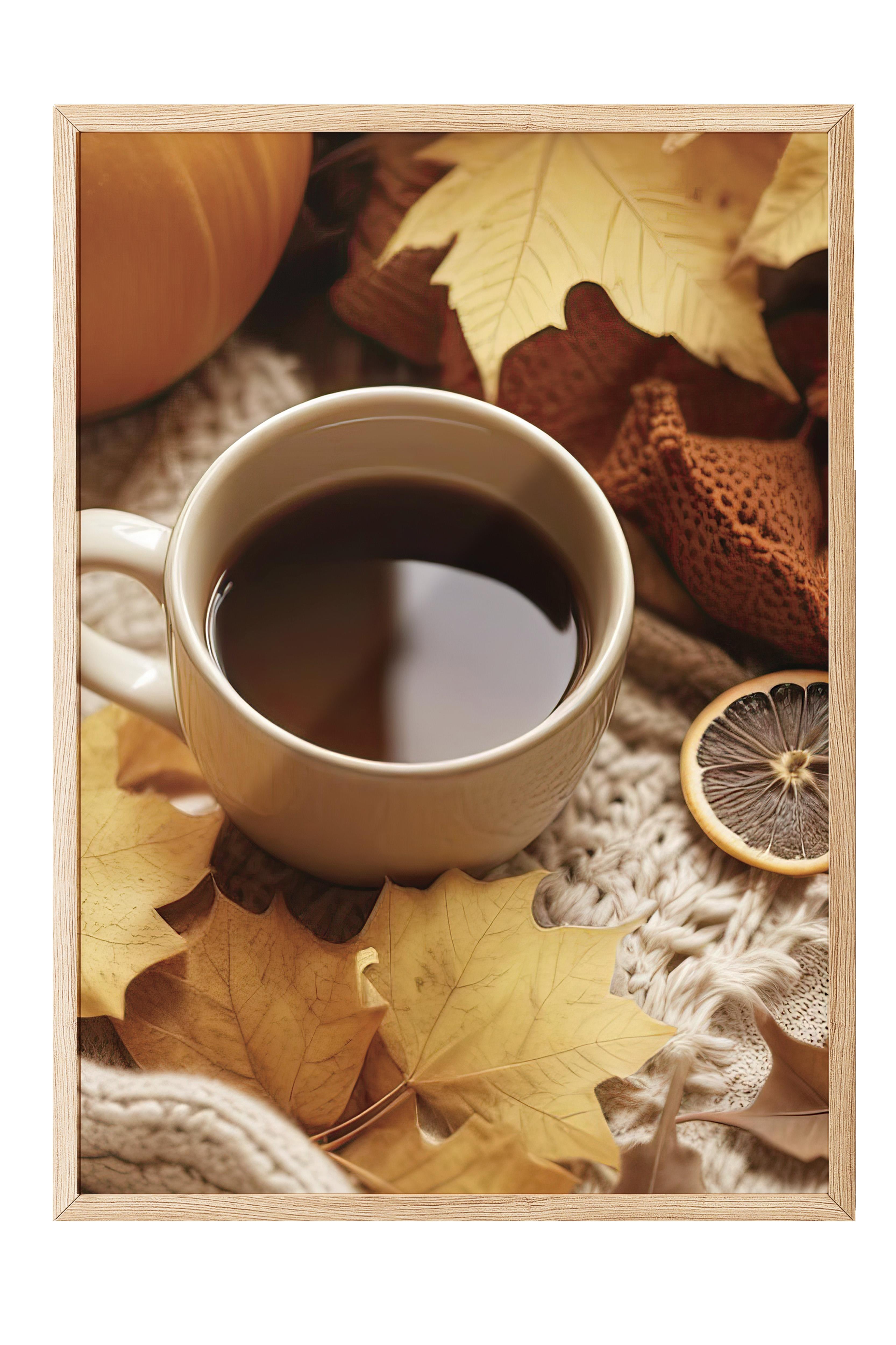 Autumn Tea Çerçeveli Tablo, Ahşap Çerçeve ve Poster, Dikey Duvar Tablosu Comfort Serisi NO:108348