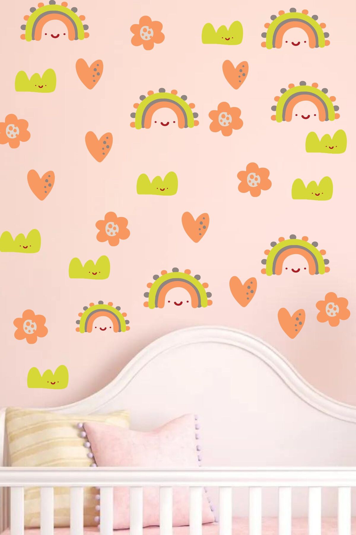 Bebek Odası Sticker Seti, Boho Gökkuşağı Çocuk Odası Duvar Dekoru, Bebek Odası Duvar Stickerı