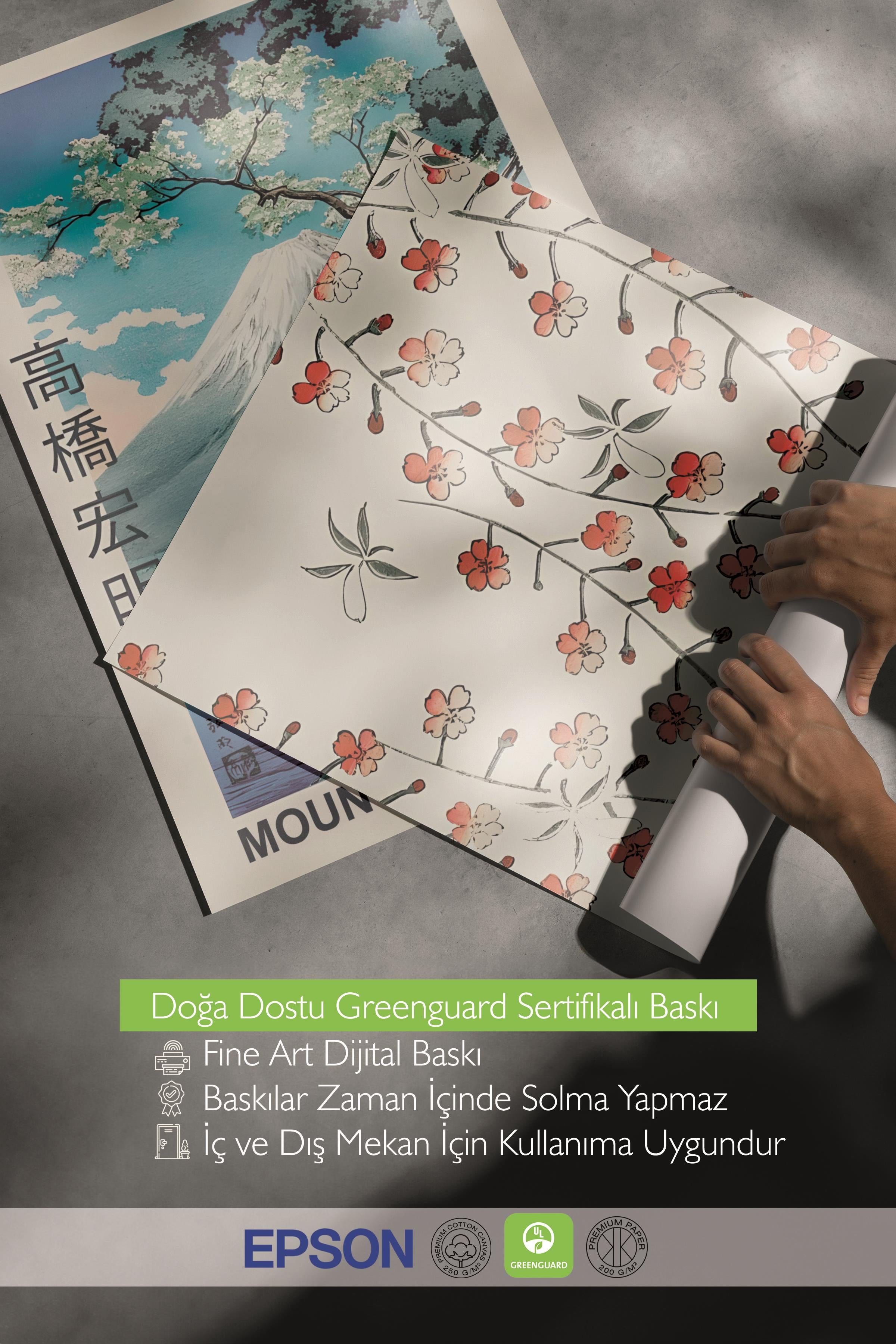 Beyaz Çerçeveli Tablo Seti, Hokusai Duvar Tablosu, 3 Adet Poster Seti, No:300777