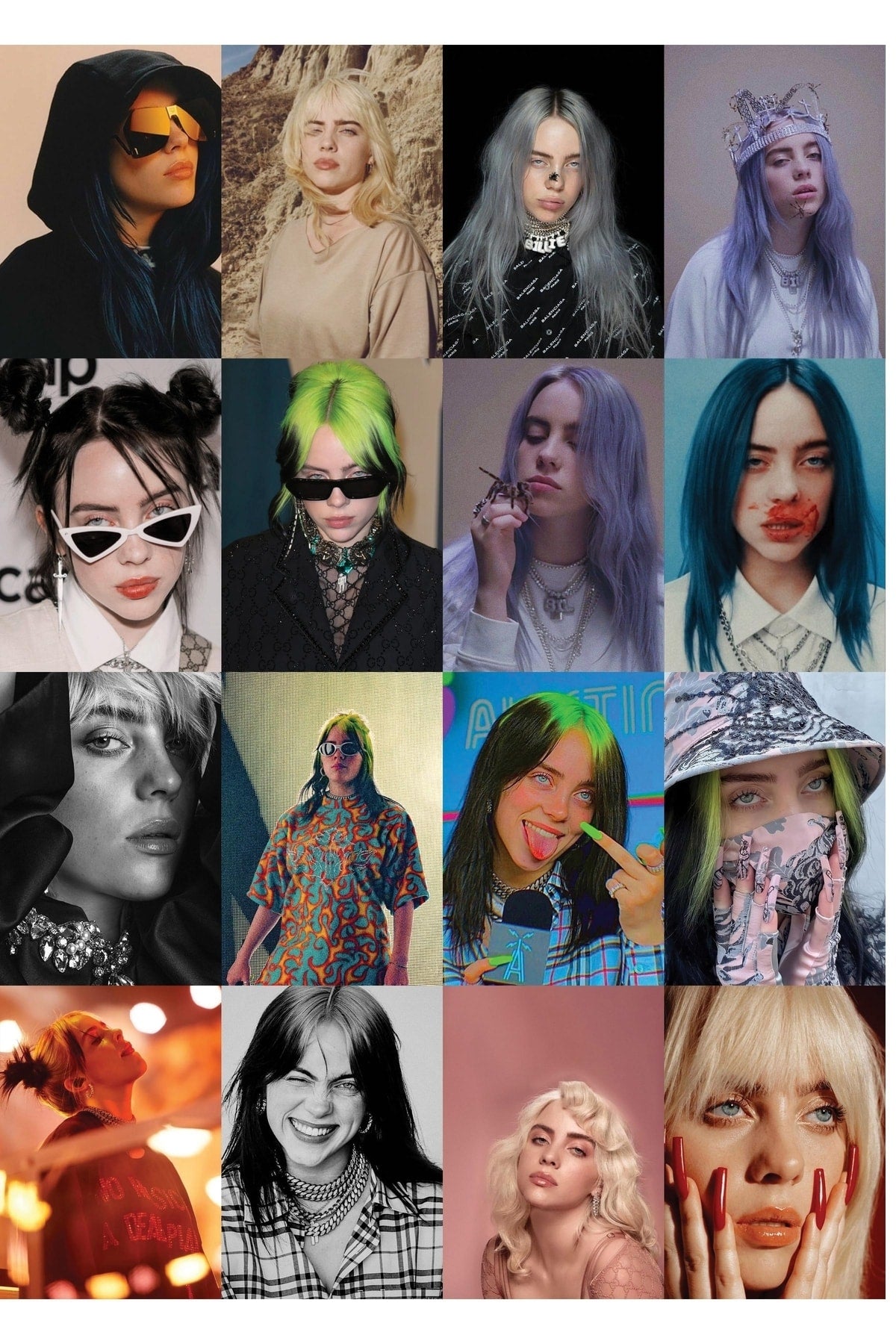 Billie Eilish Kolaj Poster Seti -spotify Uyumlu Poster -duvar Dekoru -10cm*15cm-kalın Kuşe Kağıt