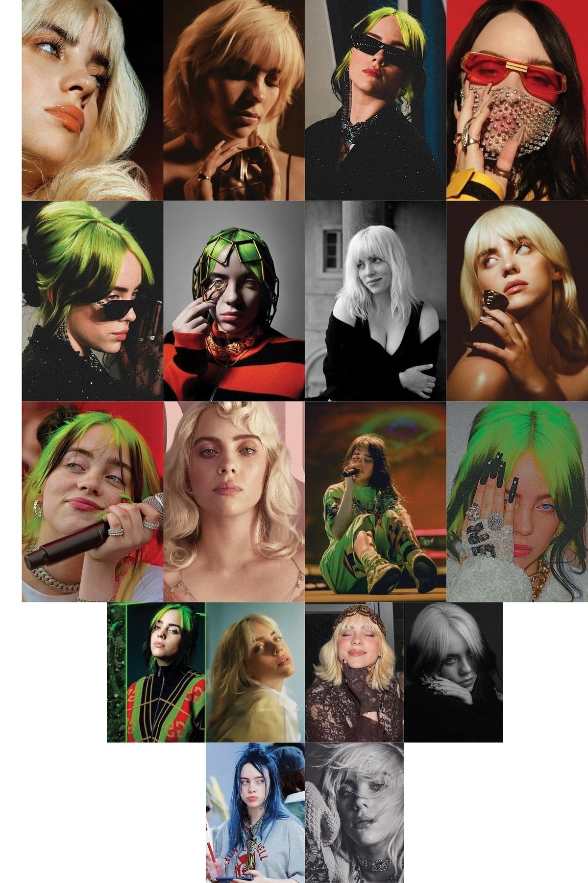 Billie Eilish Kolaj Poster Seti -spotify Uyumlu Poster -duvar Dekoru -10cm*15cm-kalın Kuşe Kağıt