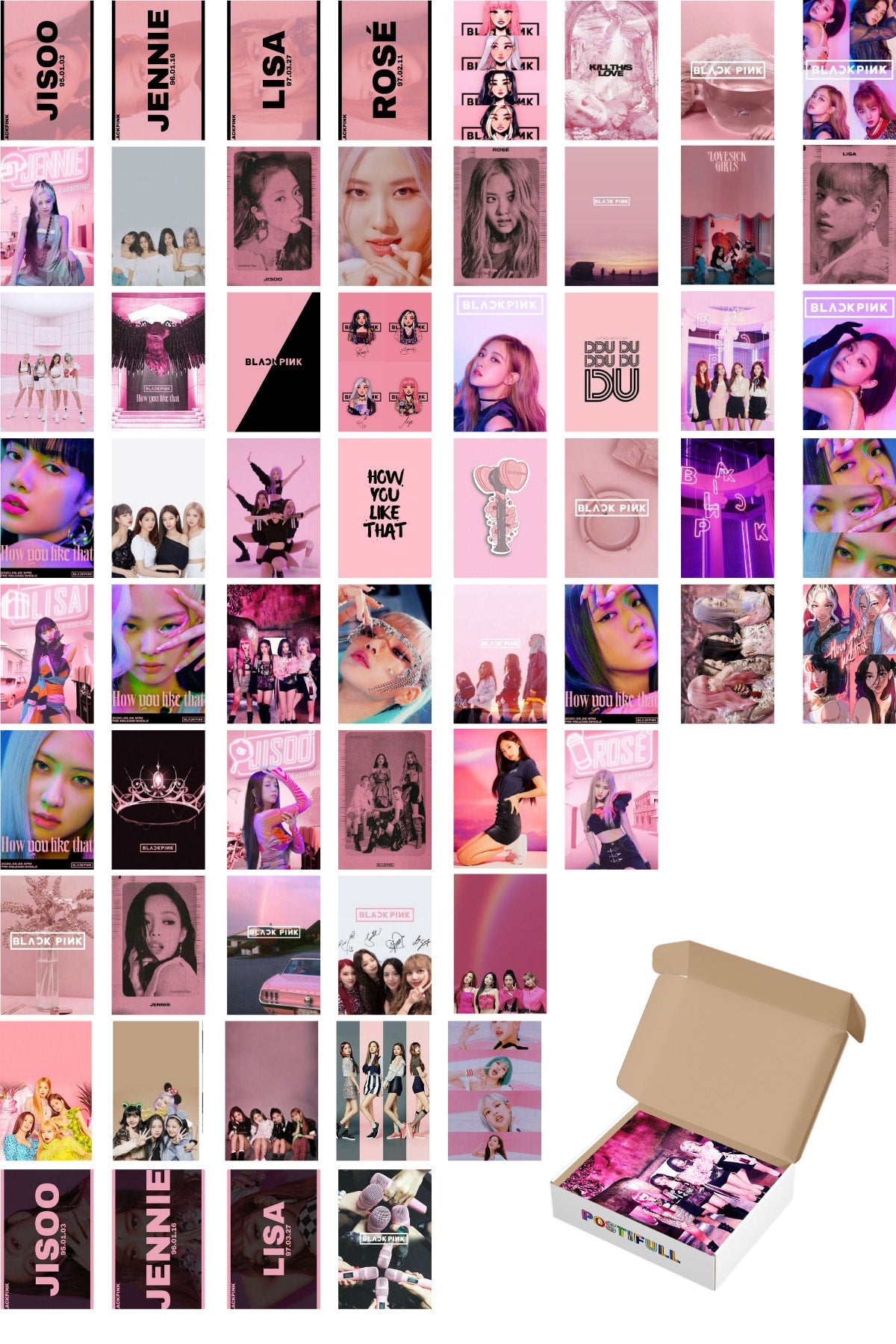 Blackpink Duvar Posteri Seti - Blackpink Poster, Arkası Yapışkanlı Kolaj Seti - 60 Adet - 10cm*15cm