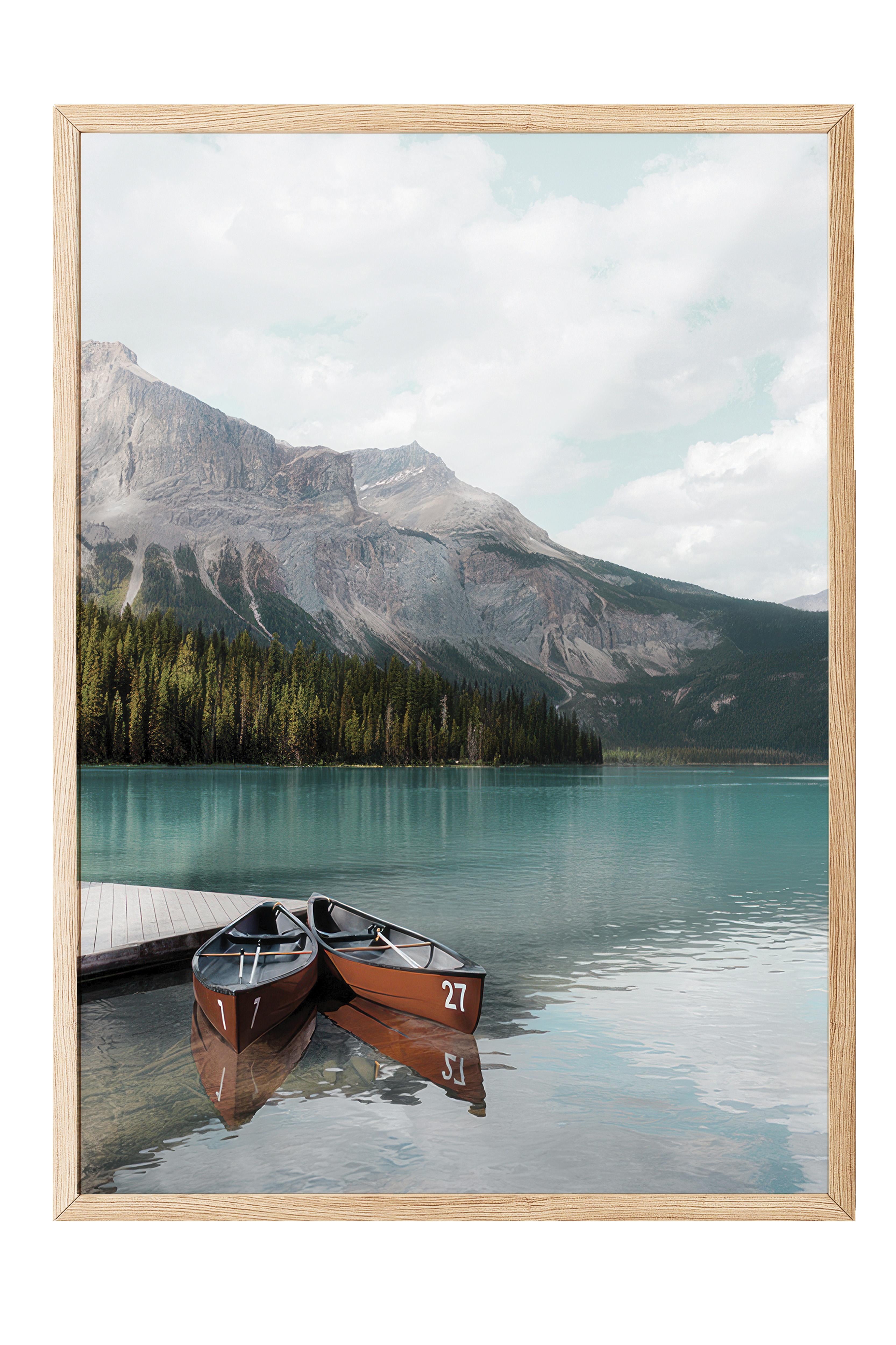 Boats on Lake Louise Çerçeveli Tablo, Dikey Duvar Tablosu Comfort Serisi NO:108442