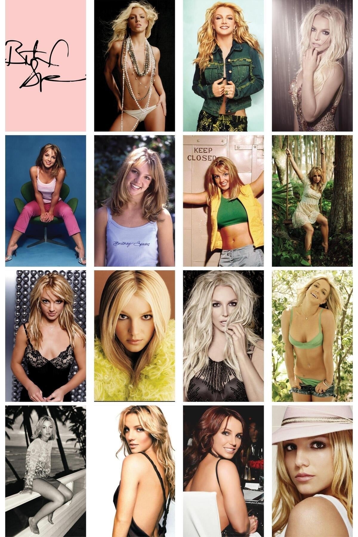 Britney Spears Kolaj Seti, Poster Seti, Duvar Posteri Seti Bant Hediyeli - 40 Adet 10*15cm