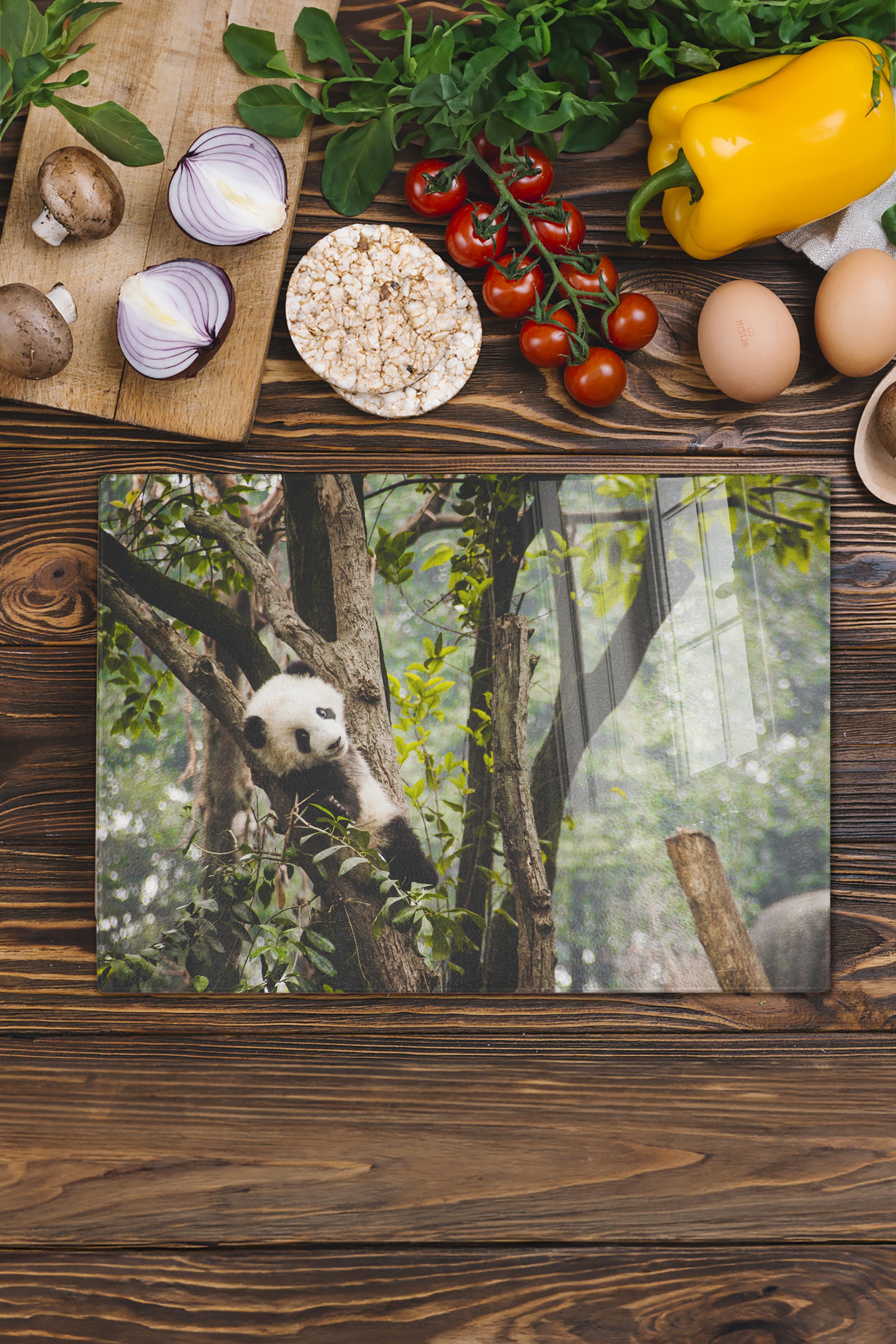 Cam Kesme Tahtası - Panda Temalı - 21*30cm - Doğrama Tahtası - Estetik, Dekoratif Sunum Tahtası