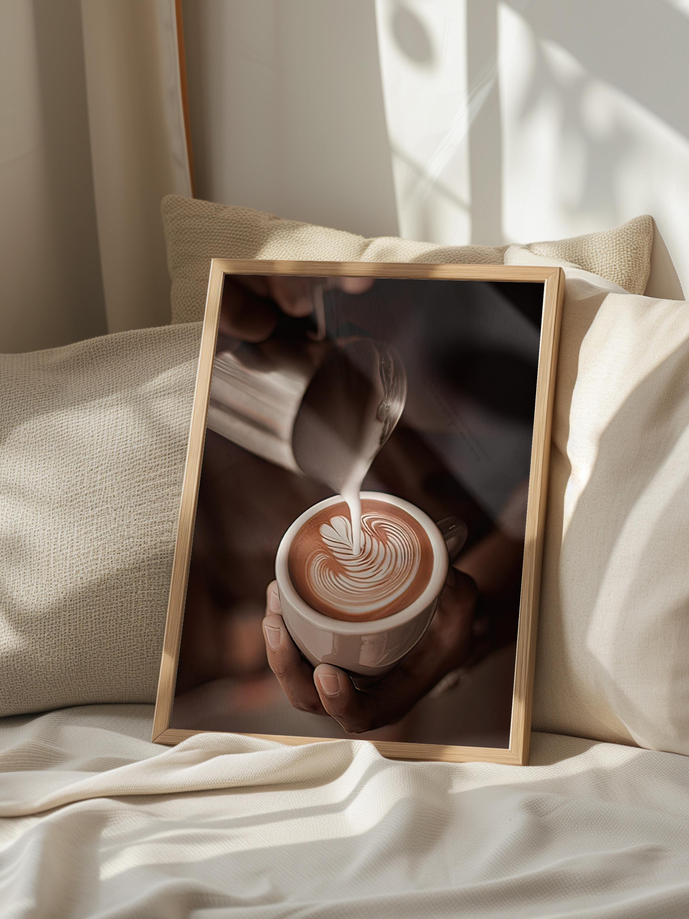 Cappuccino Art Çerçeveli Tablo, Ahşap Çerçeve ve Poster, Duvar Tablosu Comfort Serisi NO:108405