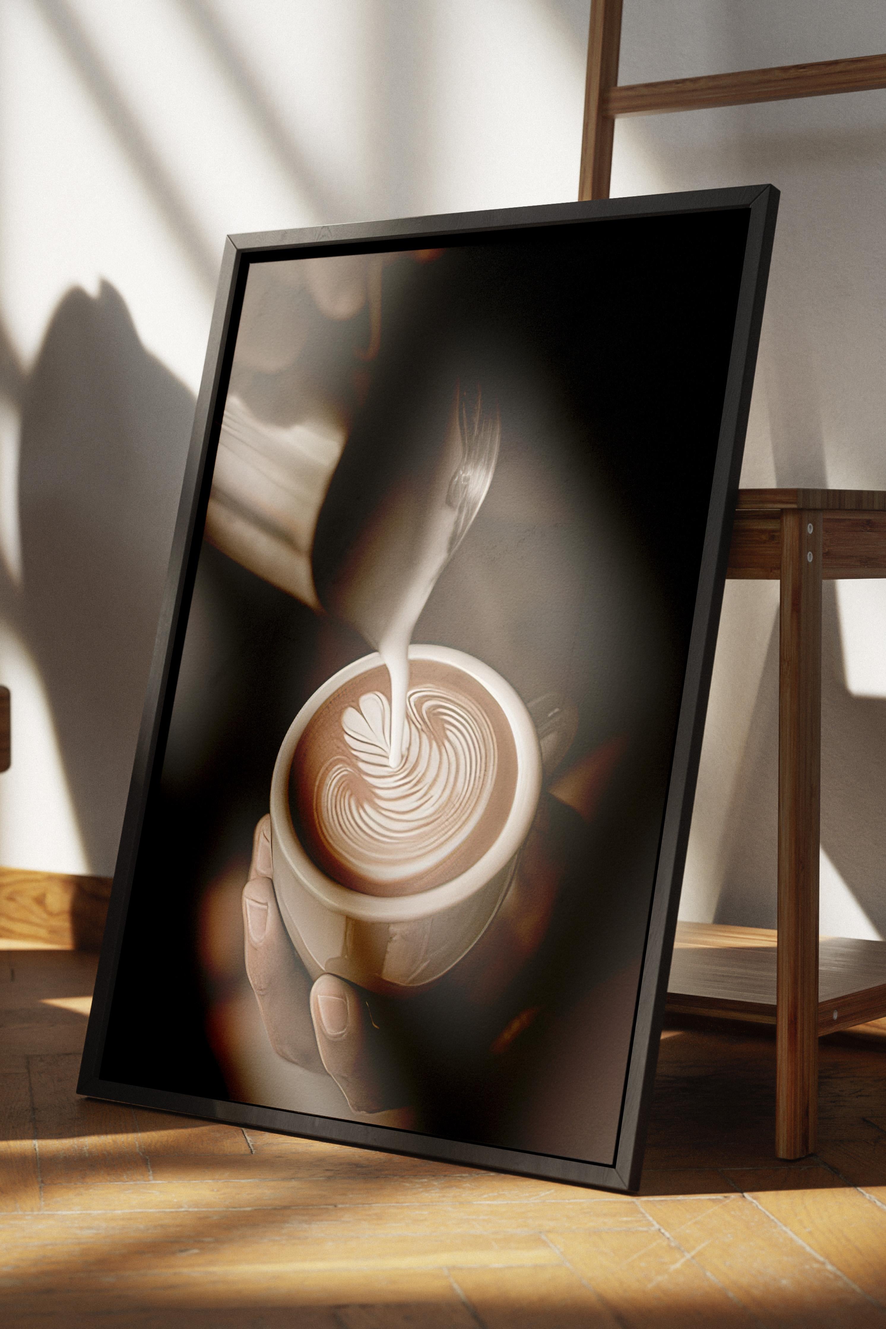 Cappuccino Art Çerçeveli Tablo, Siyah Çerçeve ve Poster, Duvar Tablosu Comfort Serisi NO:108405