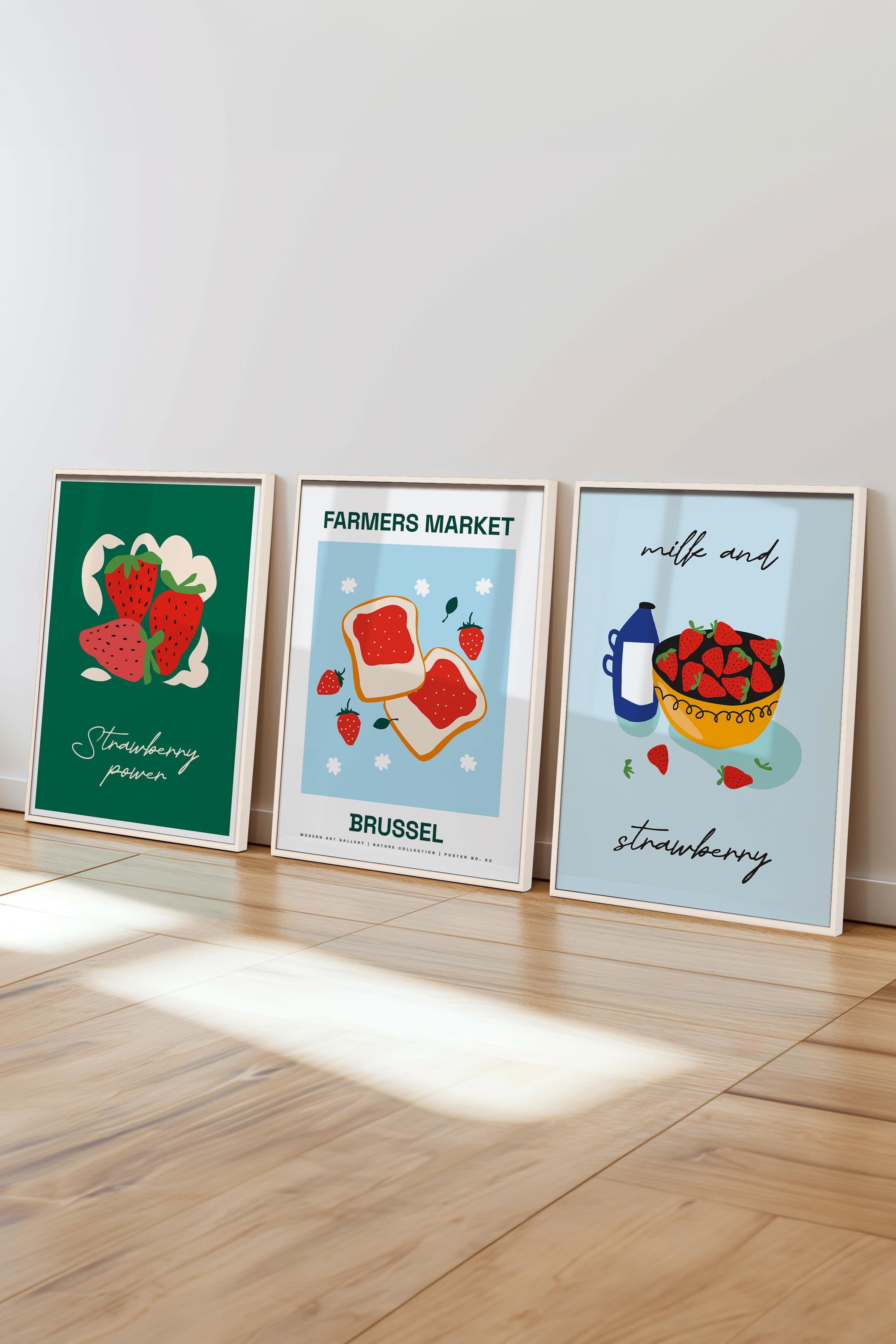 Çerçeveli Tablo Seti, 3 Adet Beyaz Çerçeve ve Minimalist Boho Temalı Poster Seti, No:300513