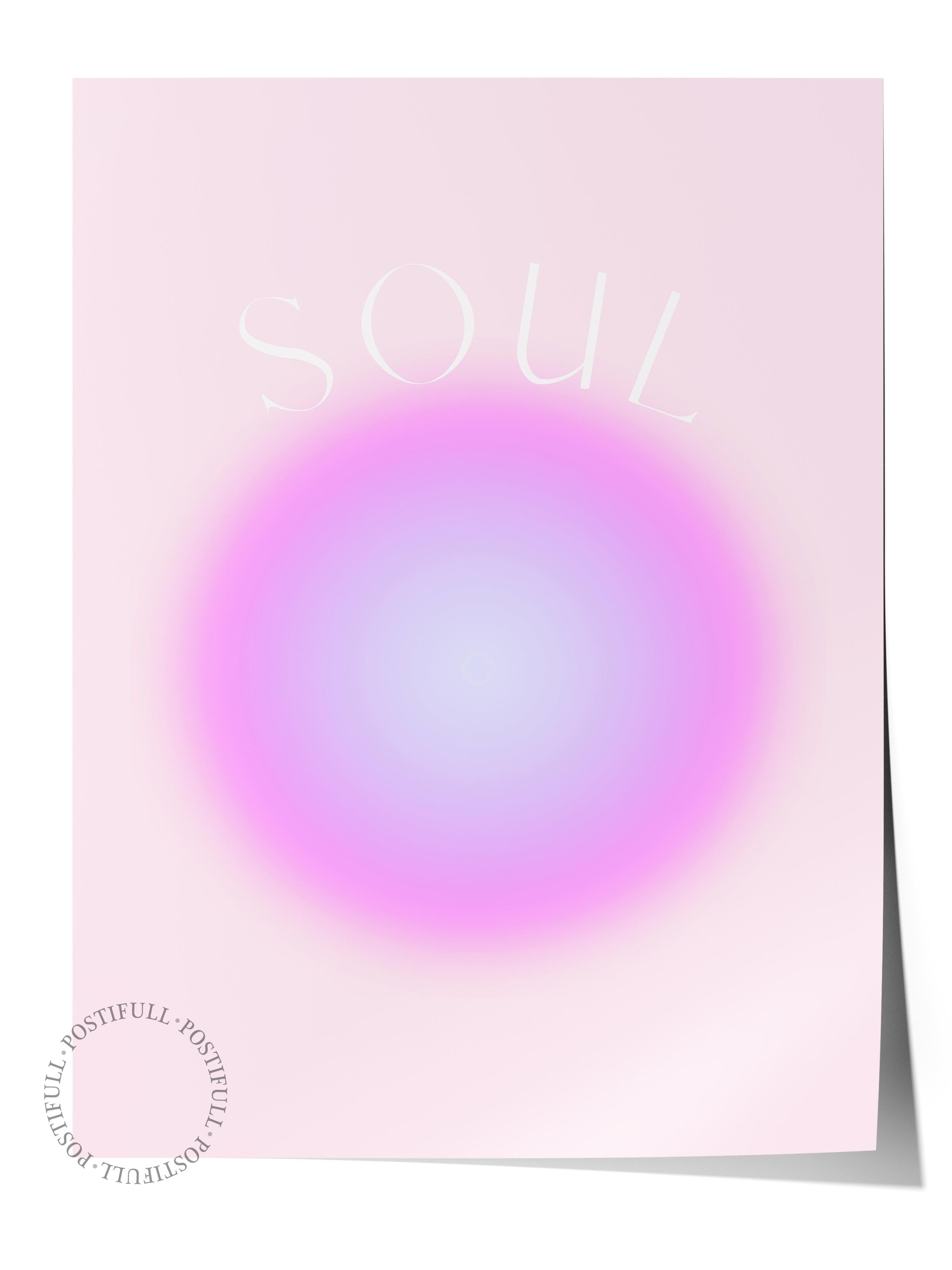 Çerçevesiz Poster, Aura Serisi NO:100 - Soul Pembe Aura, Melek Numaraları, Renkli Poster