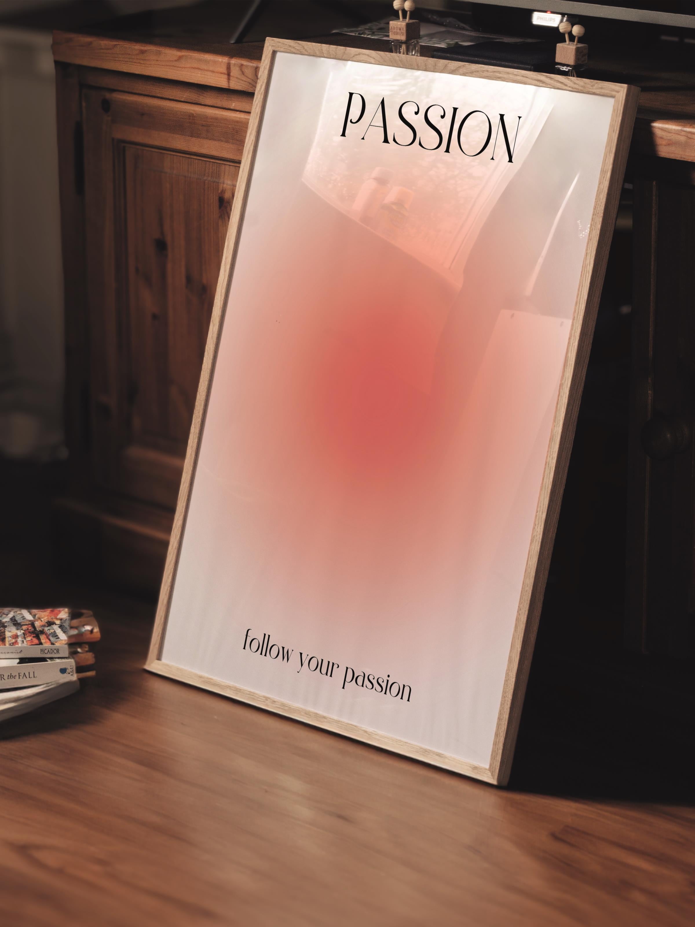 Çerçevesiz Poster, Aura Serisi NO:114 - Passion Pastel Turuncu, Melek Numaraları, Renkli Poster