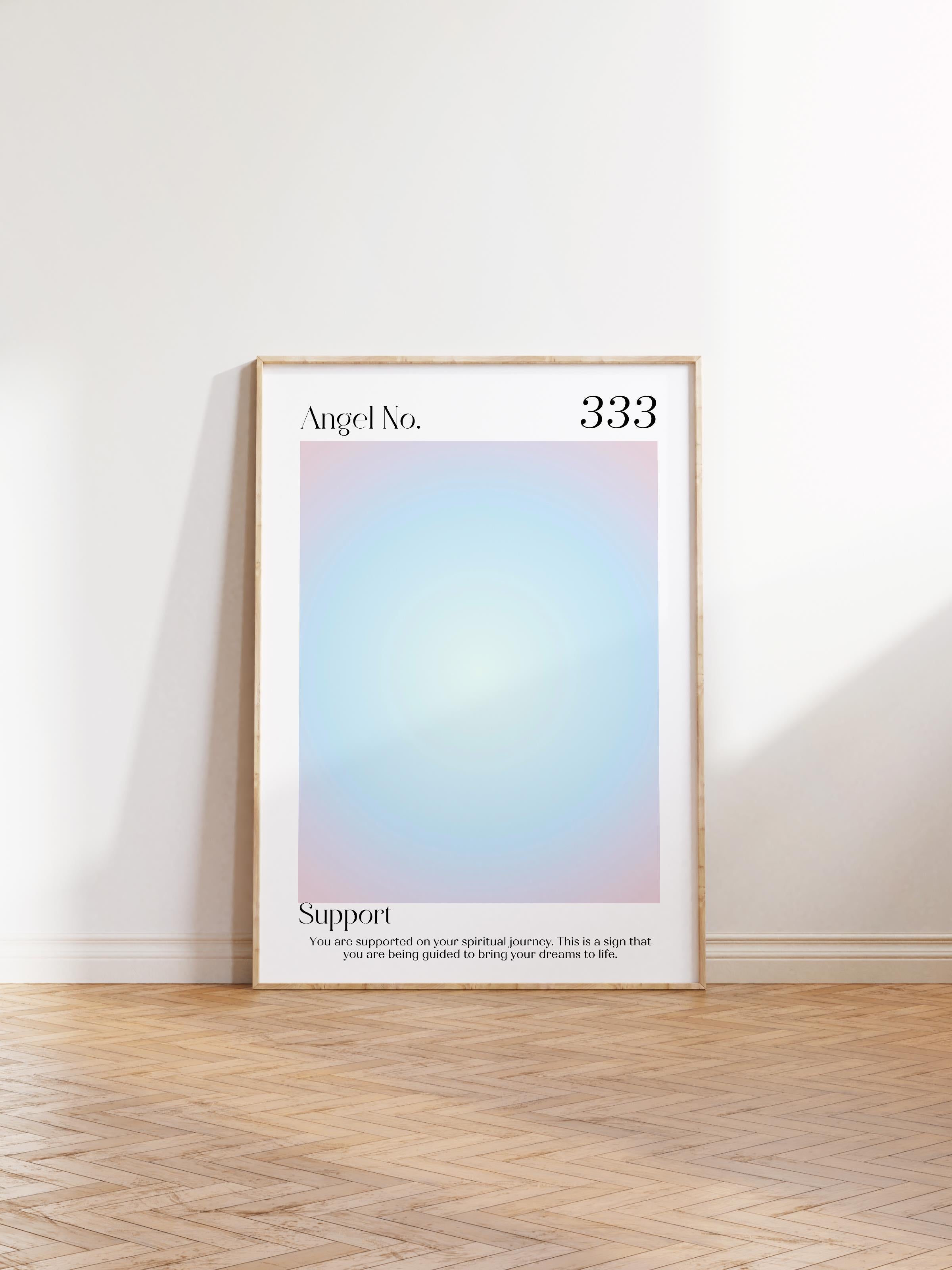 Çerçevesiz Poster, Aura Serisi NO:125 - 333 - Mavi, Melek Numaraları, Renkli Poster