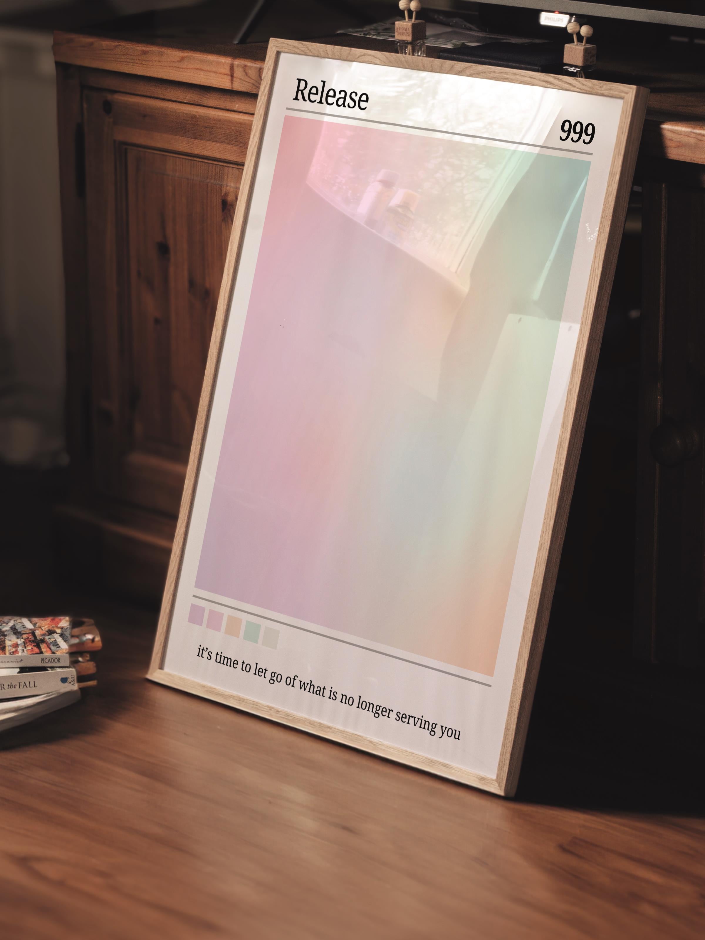 Çerçevesiz Poster, Aura Serisi NO:129 - 999 - Renkli, Melek Numaraları, Renkli Poster