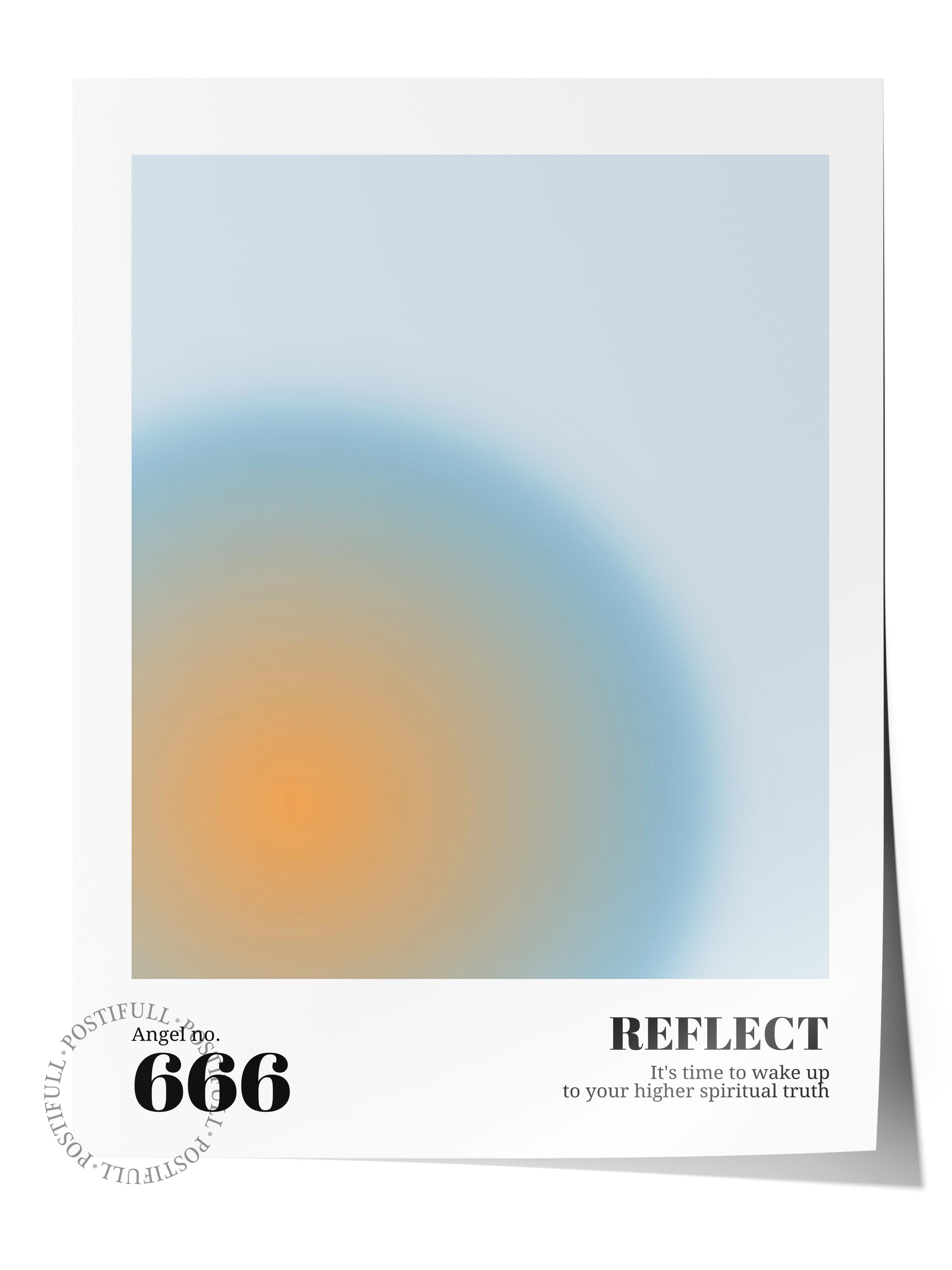 Çerçevesiz Poster, Aura Serisi NO:135 - 666 - Sarı ve Mavi, Melek Numaraları, Renkli Poster