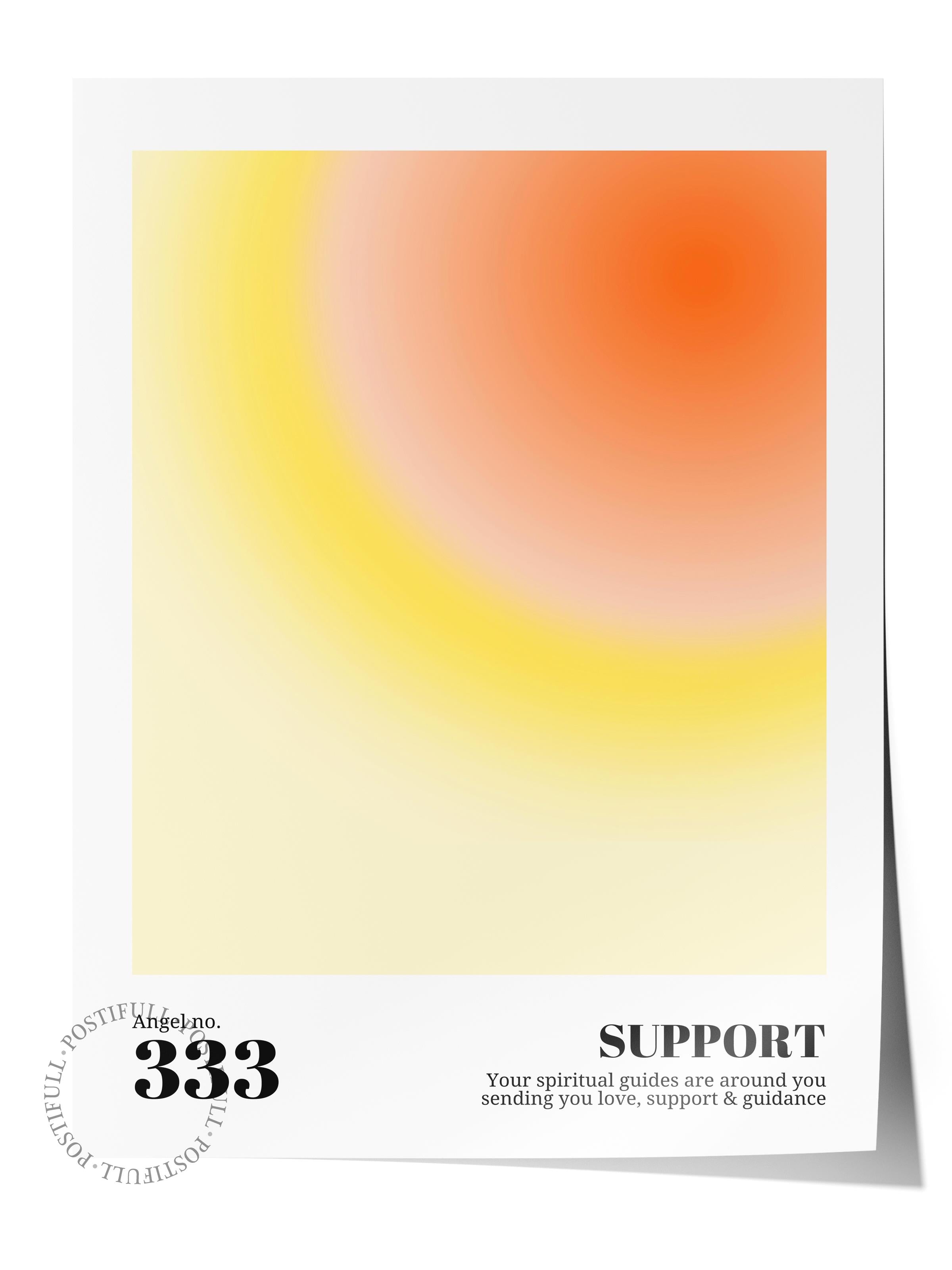 Çerçevesiz Poster, Aura Serisi NO:136 - 333 - Sarı ve Turuncu, Melek Numaraları, Renkli Poster