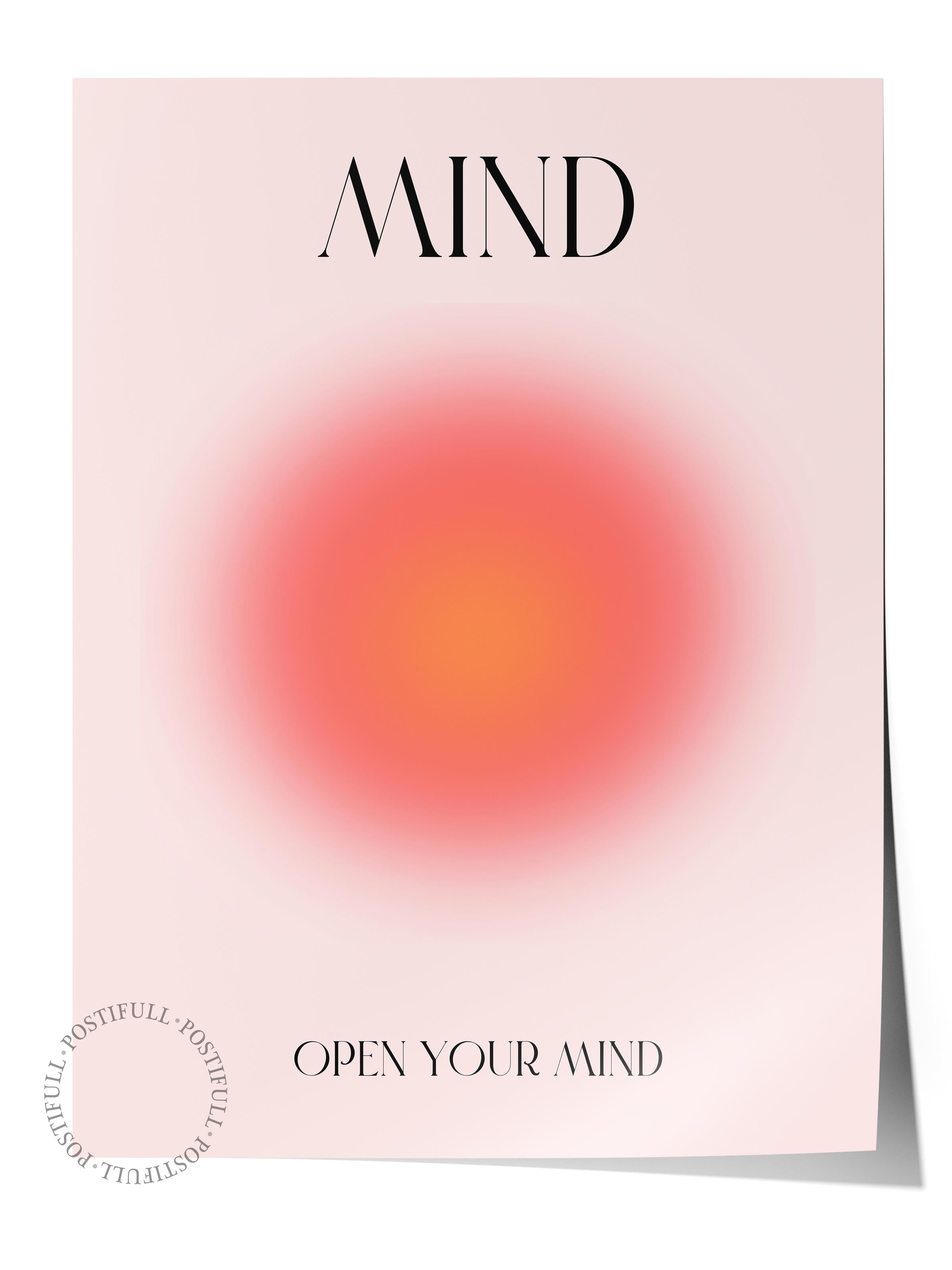 Çerçevesiz Poster, Aura Serisi NO:14 - Mind, Open Your Mind, Melek Numaraları, Renkli Poster