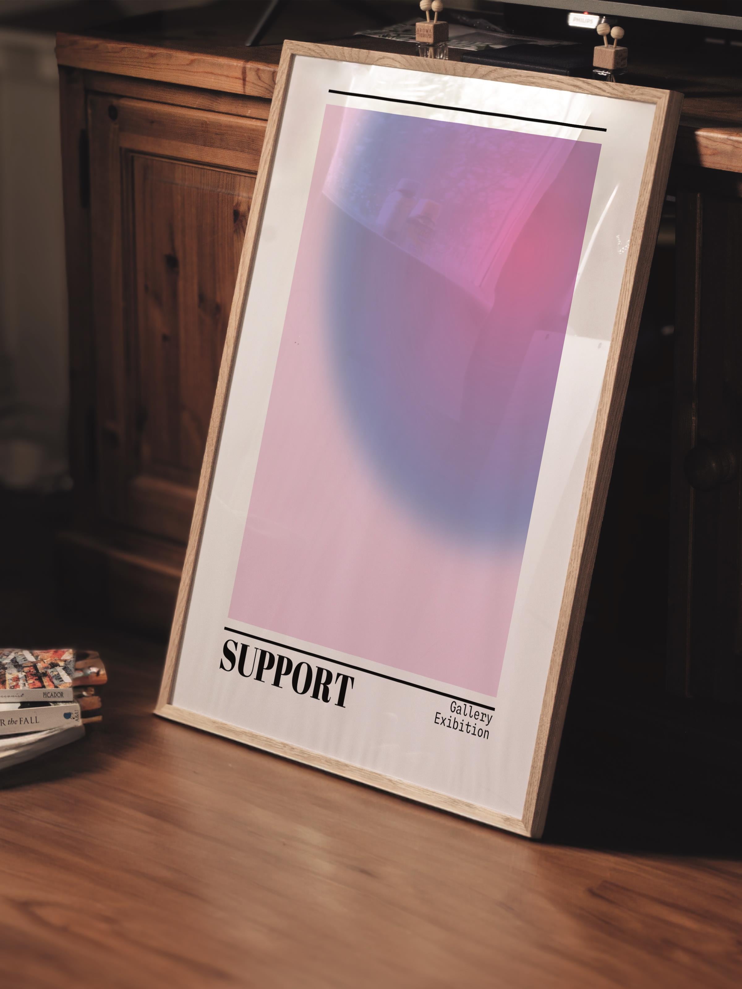 Çerçevesiz Poster, Aura Serisi NO:142 - Support Pembe ve Mavi, Melek Numaraları, Renkli Poster