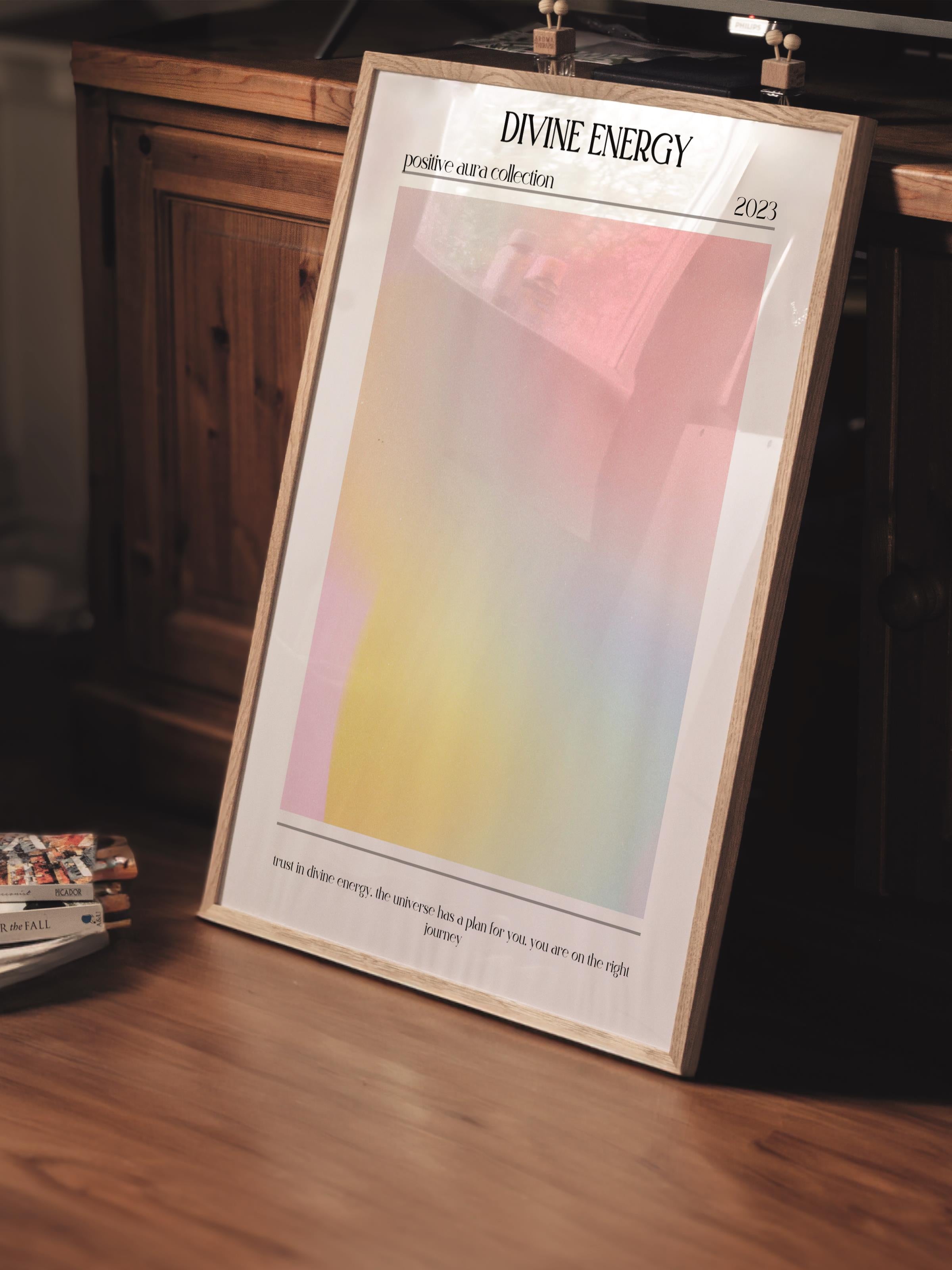 Çerçevesiz Poster, Aura Serisi NO:144 - Divine Energy, Melek Numaraları, Renkli Poster
