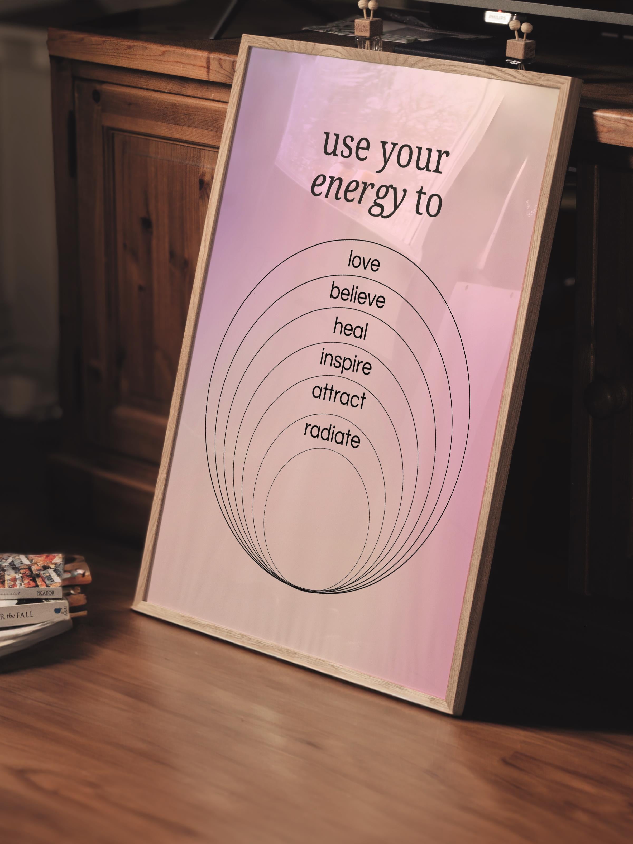 Çerçevesiz Poster, Aura Serisi NO:150 - Use Your Energy to, Melek Numaraları, Renkli Poster