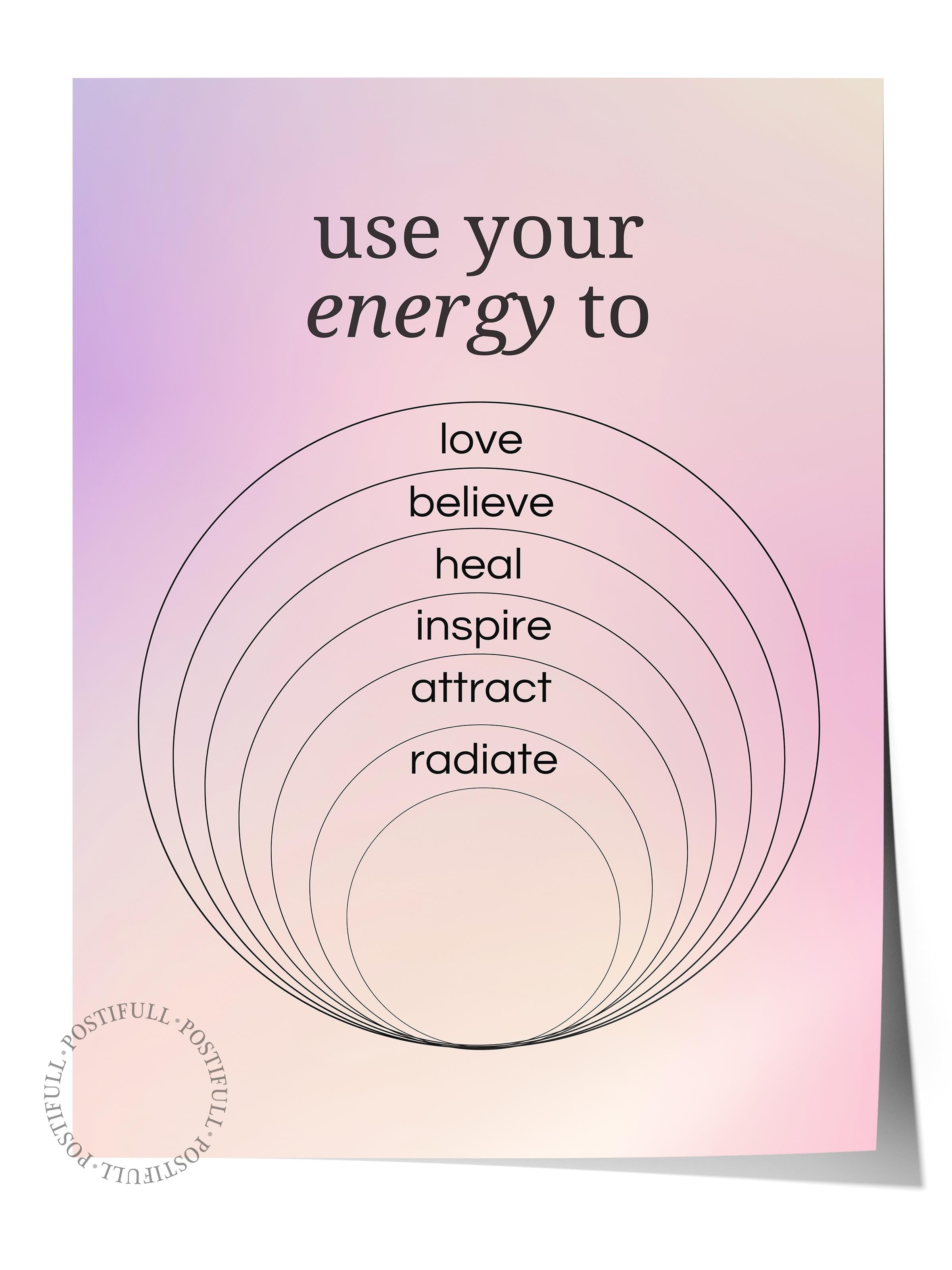 Çerçevesiz Poster, Aura Serisi NO:150 - Use Your Energy to, Melek Numaraları, Renkli Poster