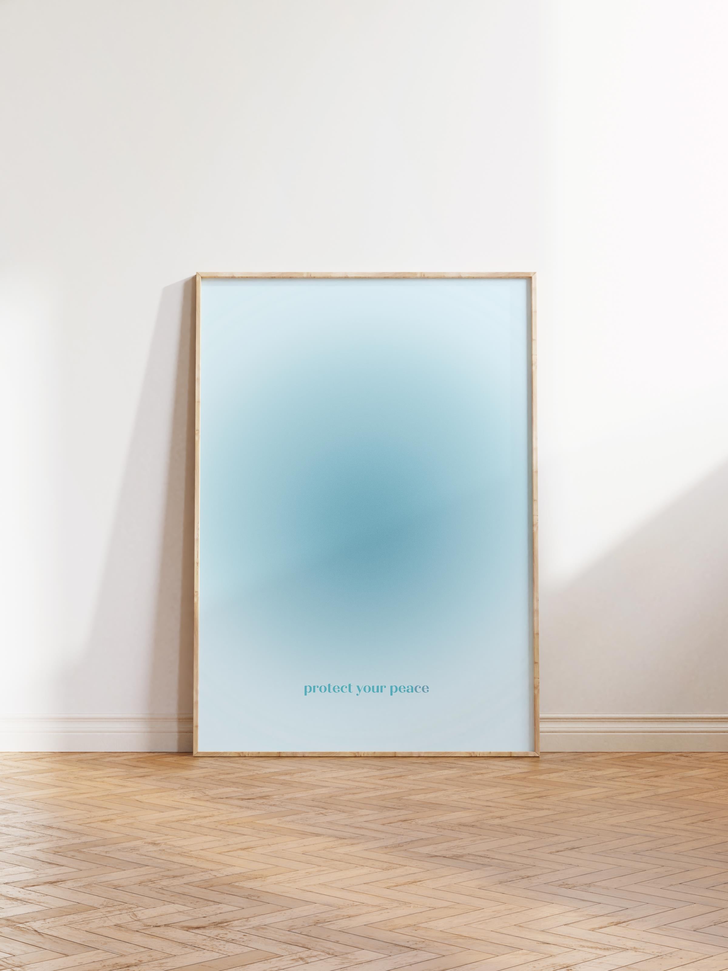 Çerçevesiz Poster, Aura Serisi NO:152 - Protect Your Energy Mavi, Melek Numaraları, Renkli Poster