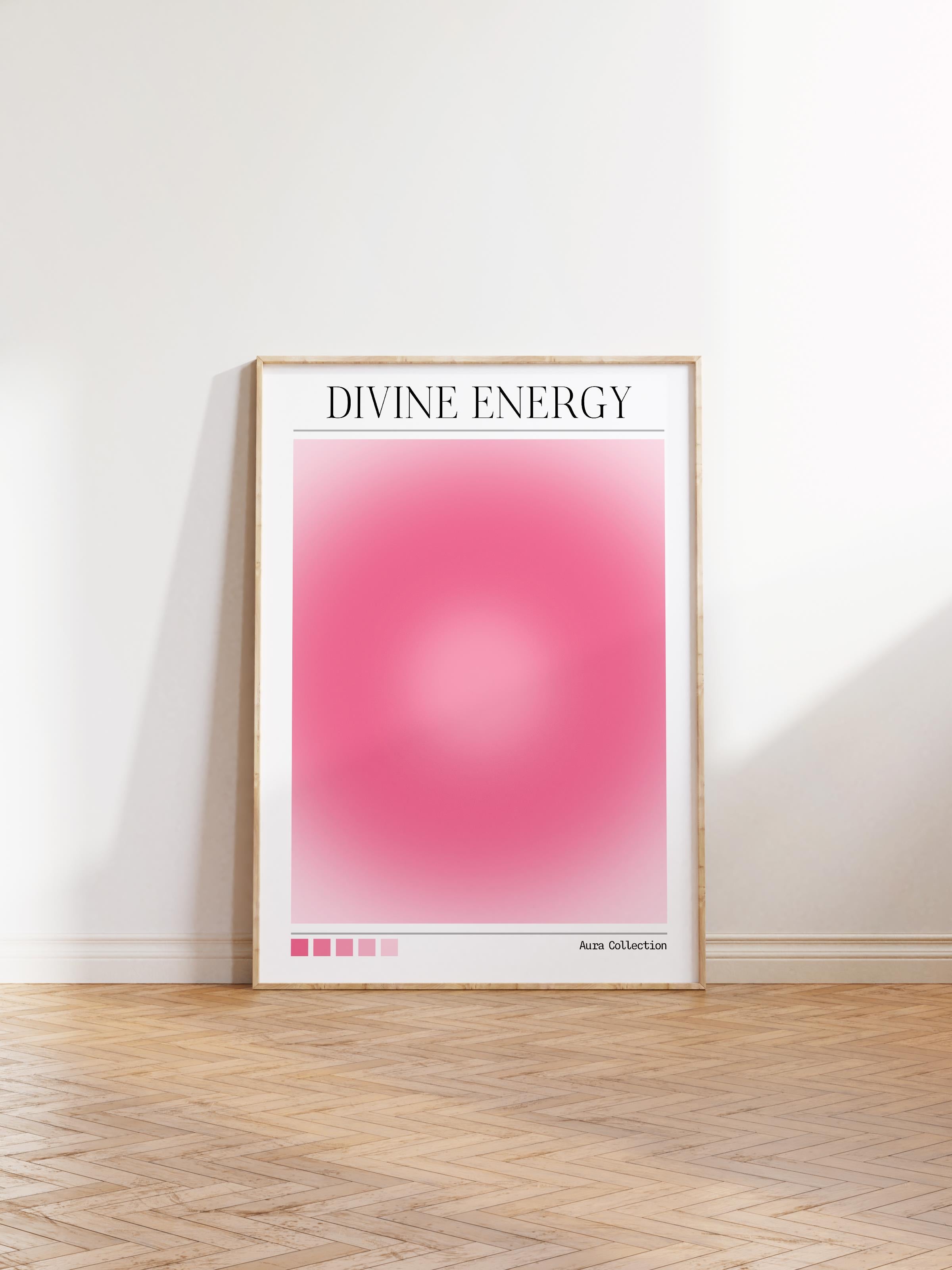 Çerçevesiz Poster, Aura Serisi NO:162 - Divine Energy Pembe, Melek Numaraları, Renkli Poster